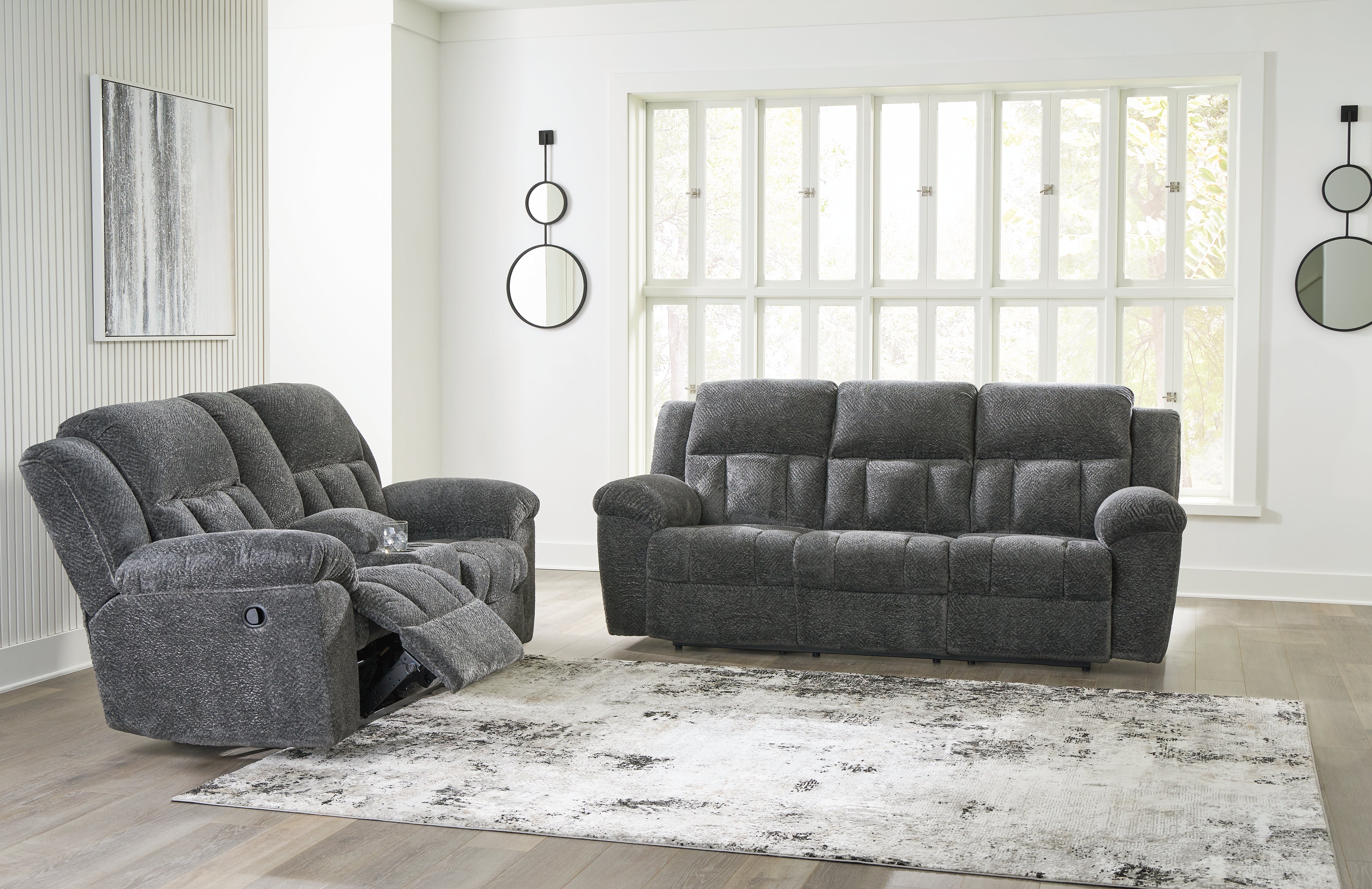 Furniture City Laplace - Ashley Furniture - Frohn Reclining Sofa and Loveseat - Reclining Sofa and Loveseat / Graphite - 37406U3
