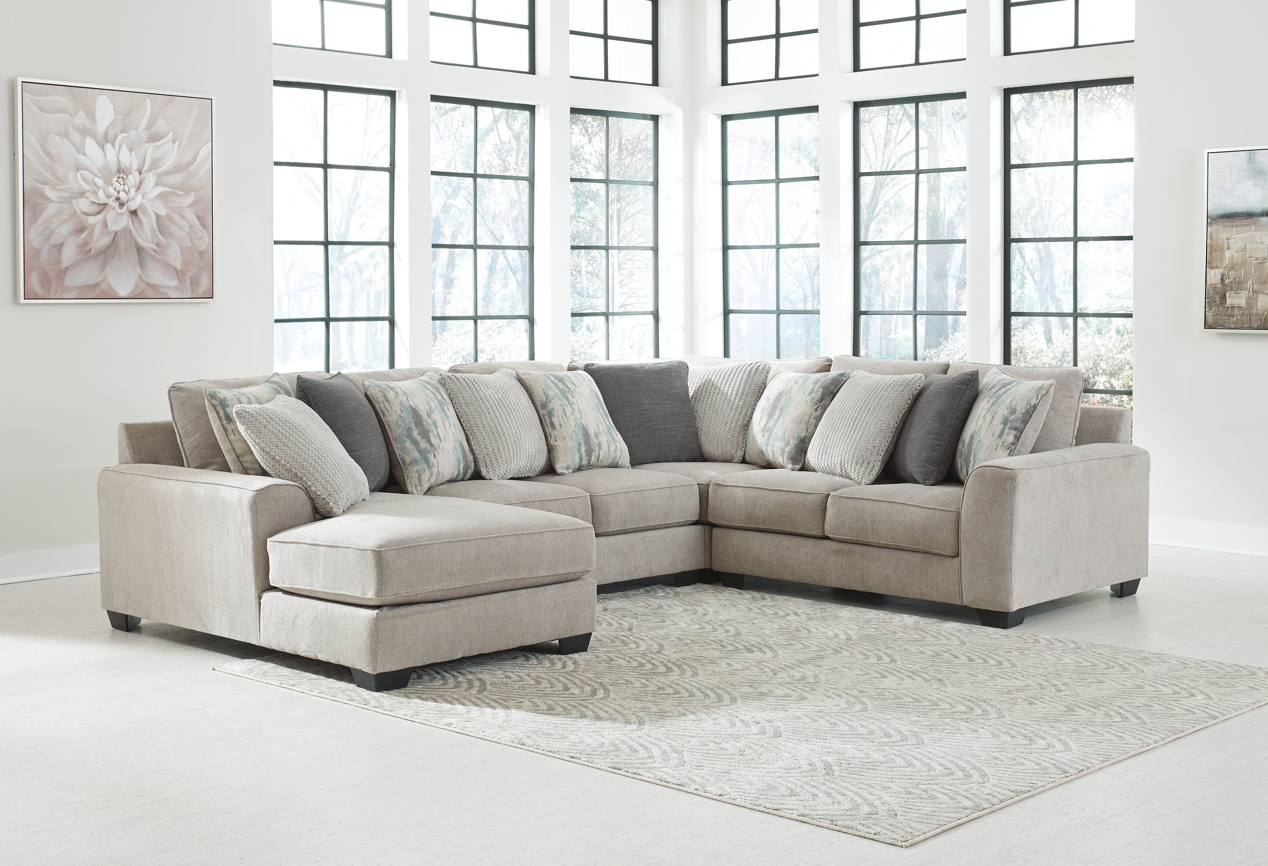 Furniture City Laplace - Ashley Furniture - Ardsley Sectionals - RAF 4-Piece Sectional with Chaise / Pewter - 39504S9