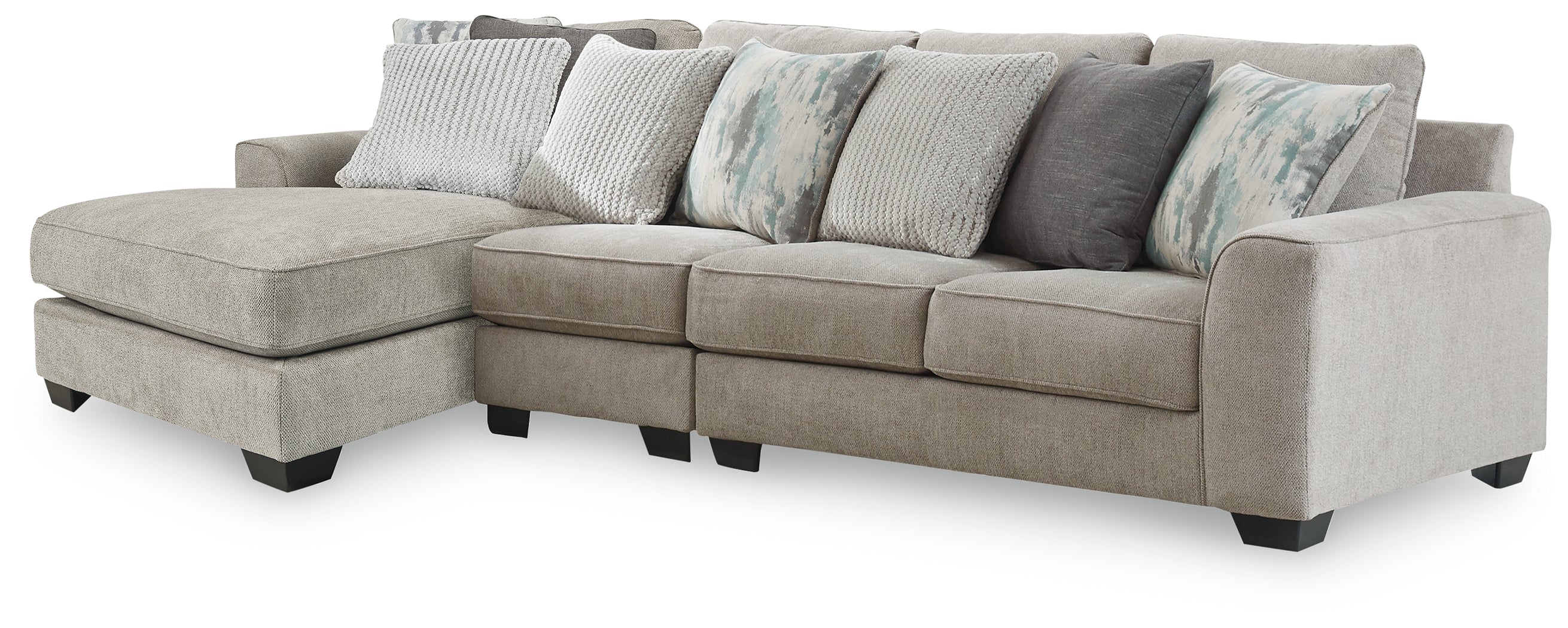 Furniture City Laplace - Ashley Furniture - Ardsley Sectionals - RAF 3-Piece Sectional with Chaise / Pewter - 39504S12