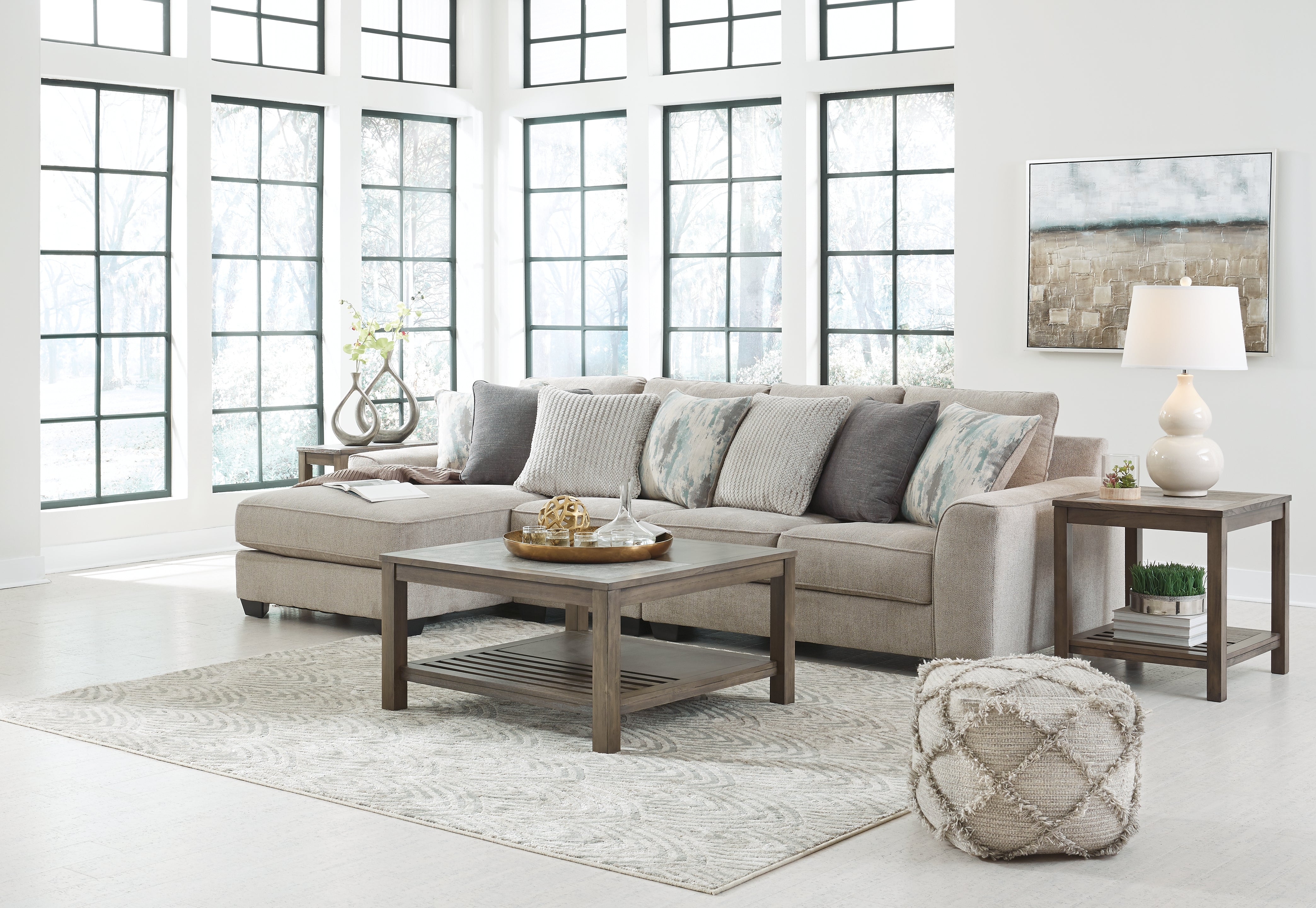 Furniture City Laplace - Ashley Furniture - Ardsley Sectionals - RAF 3-Piece Sectional with Chaise / Pewter - 39504S12