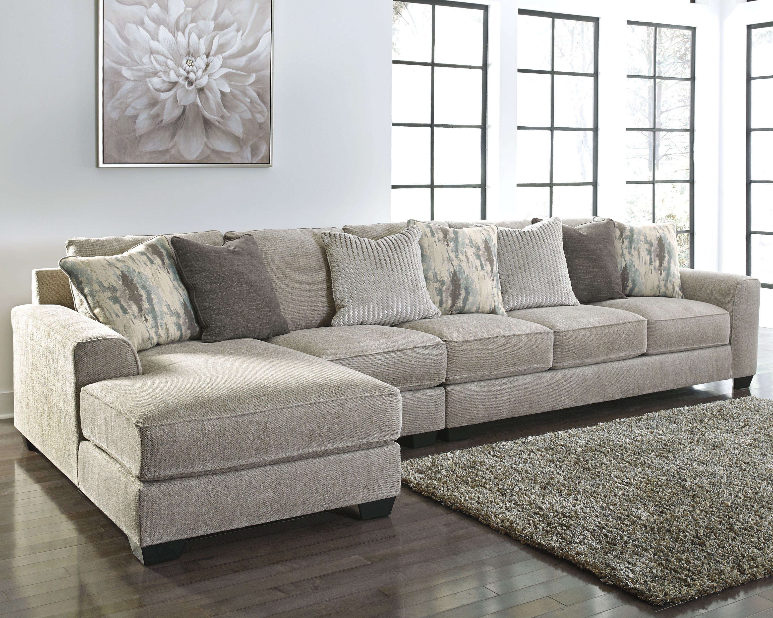 Furniture City Laplace - Ashley Furniture - Ardsley Sectionals - LAF 3-Piece Sectional with Chaise / Pewter - 39504S4
