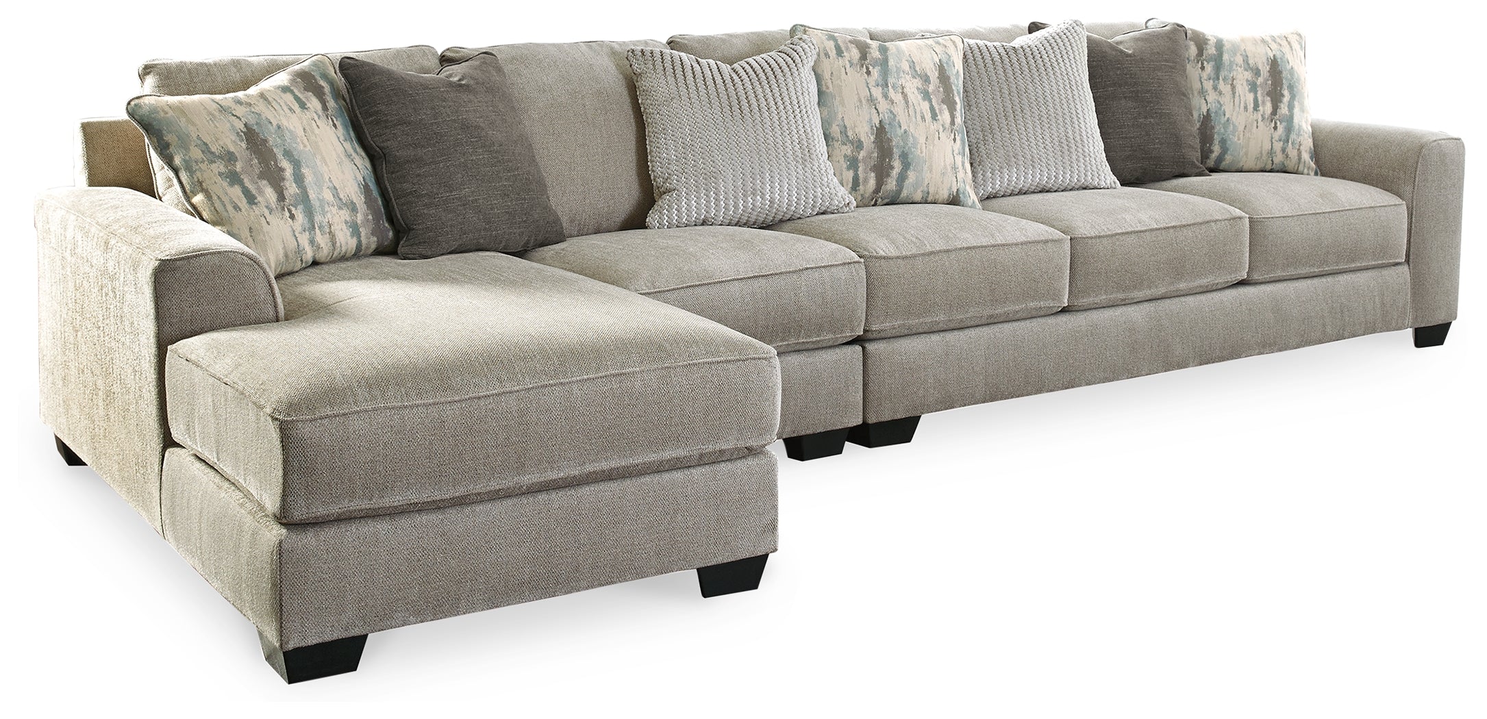Furniture City Laplace - Ashley Furniture - Ardsley Sectionals - LAF 3-Piece Sectional with Chaise / Pewter - 39504S4