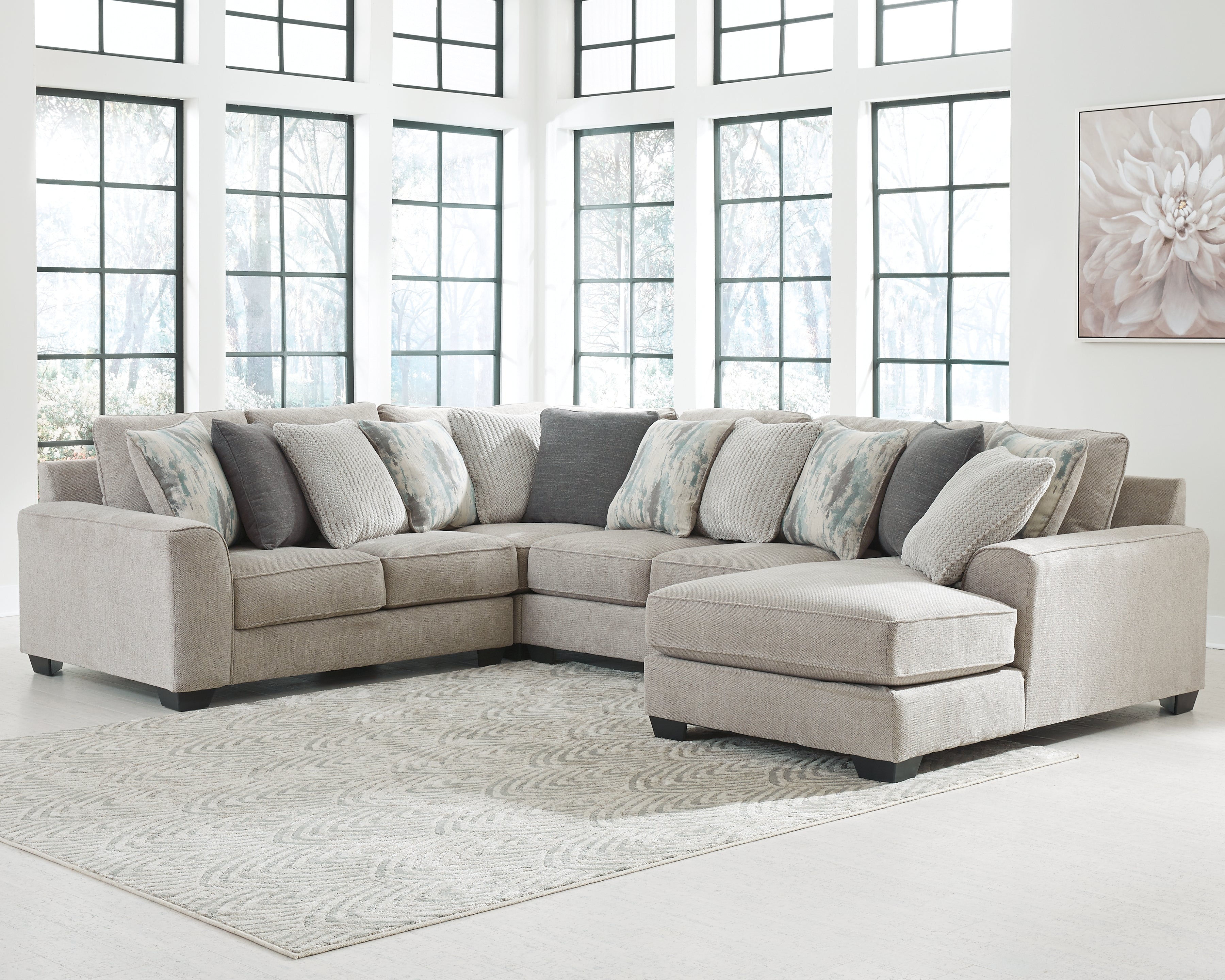 Furniture City Laplace - Ashley Furniture - Ardsley Sectionals - RAF 3-Piece Sectional with Chaise / Pewter - 39504S12