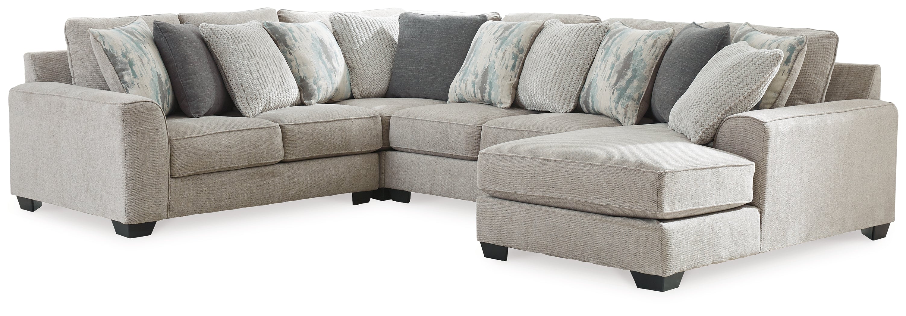 Furniture City Laplace - Ashley Furniture - Ardsley Sectionals - RAF 3-Piece Sectional with Chaise / Pewter - 39504S12