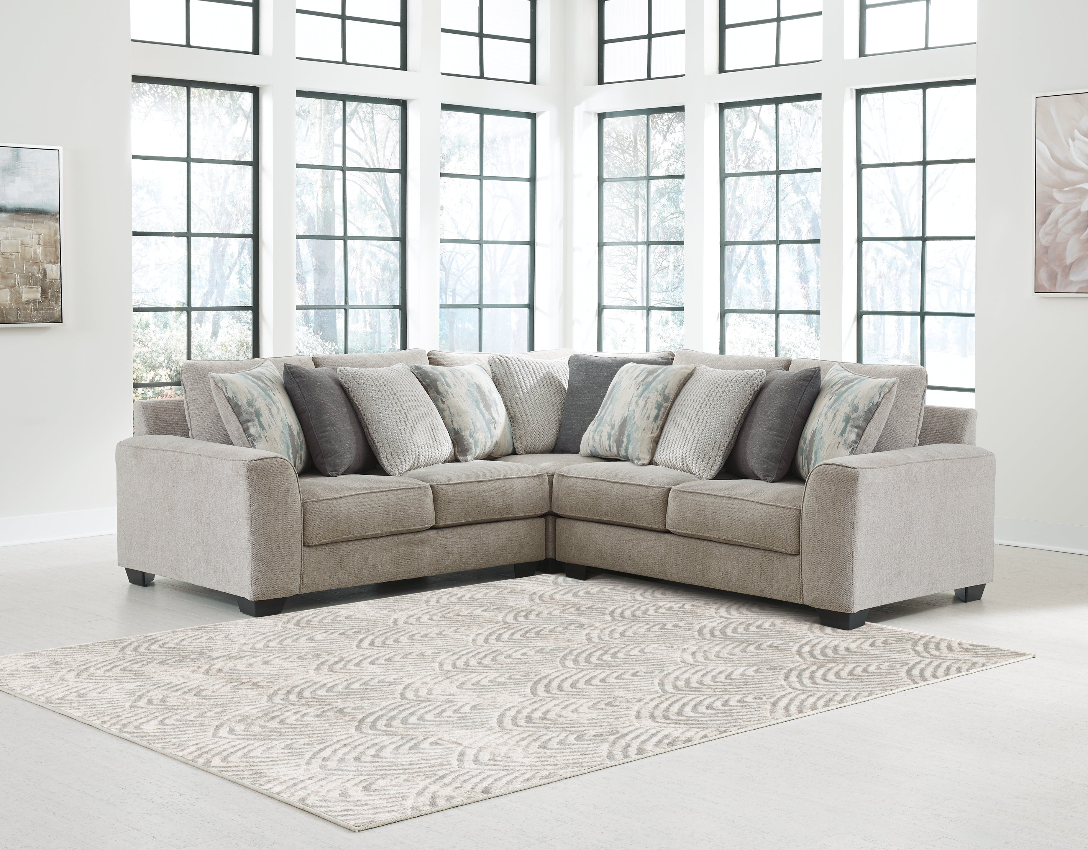 Furniture City Laplace - Ashley Furniture - Ardsley Sectionals - RAF 3-Piece Sectional / Pewter - 39504S17