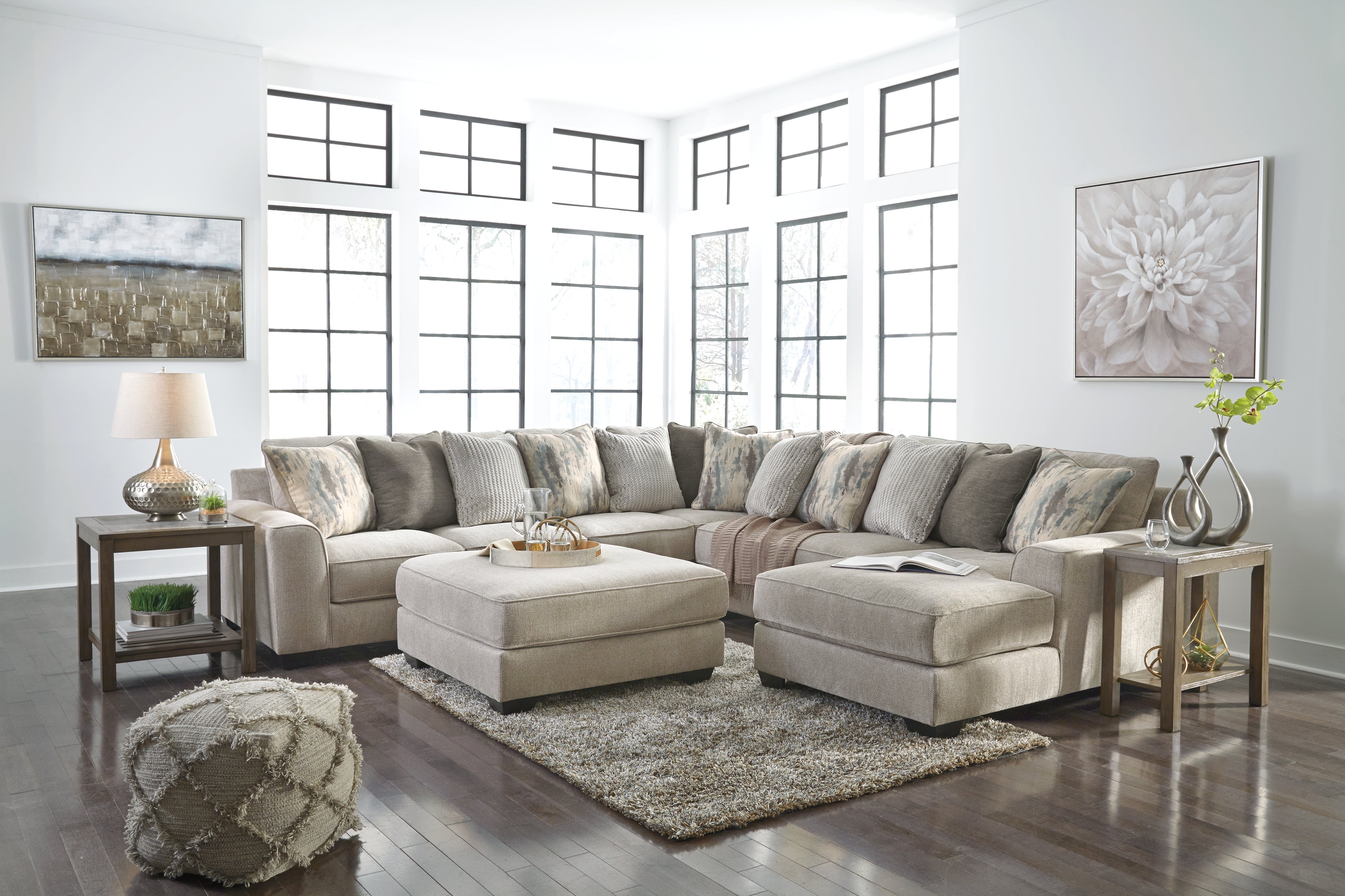 Furniture City Laplace - Ashley Furniture - Ardsley Sectionals - LAF 4-Piece Sectional with Chaise / Pewter - 39504S2