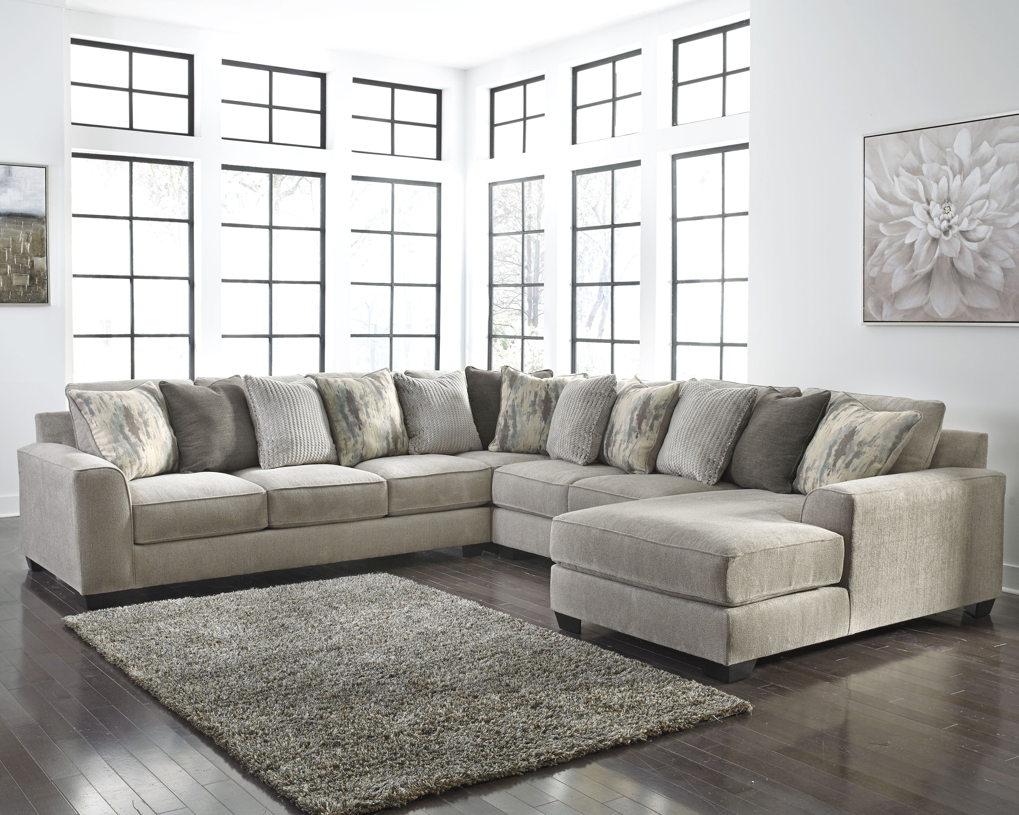 Furniture City Laplace - Ashley Furniture - Ardsley Sectionals - LAF 4-Piece Sectional with Chaise / Pewter - 39504S2