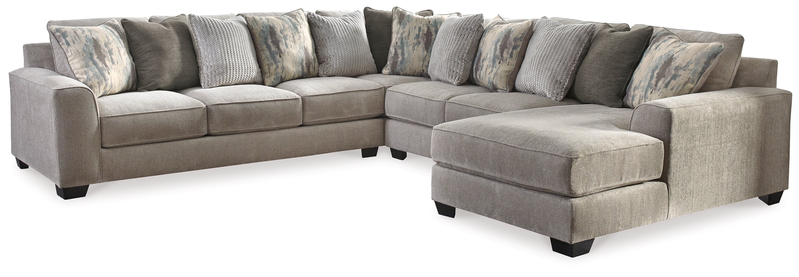 Furniture City Laplace - Ashley Furniture - Ardsley Sectionals - LAF 4-Piece Sectional with Chaise / Pewter - 39504S2