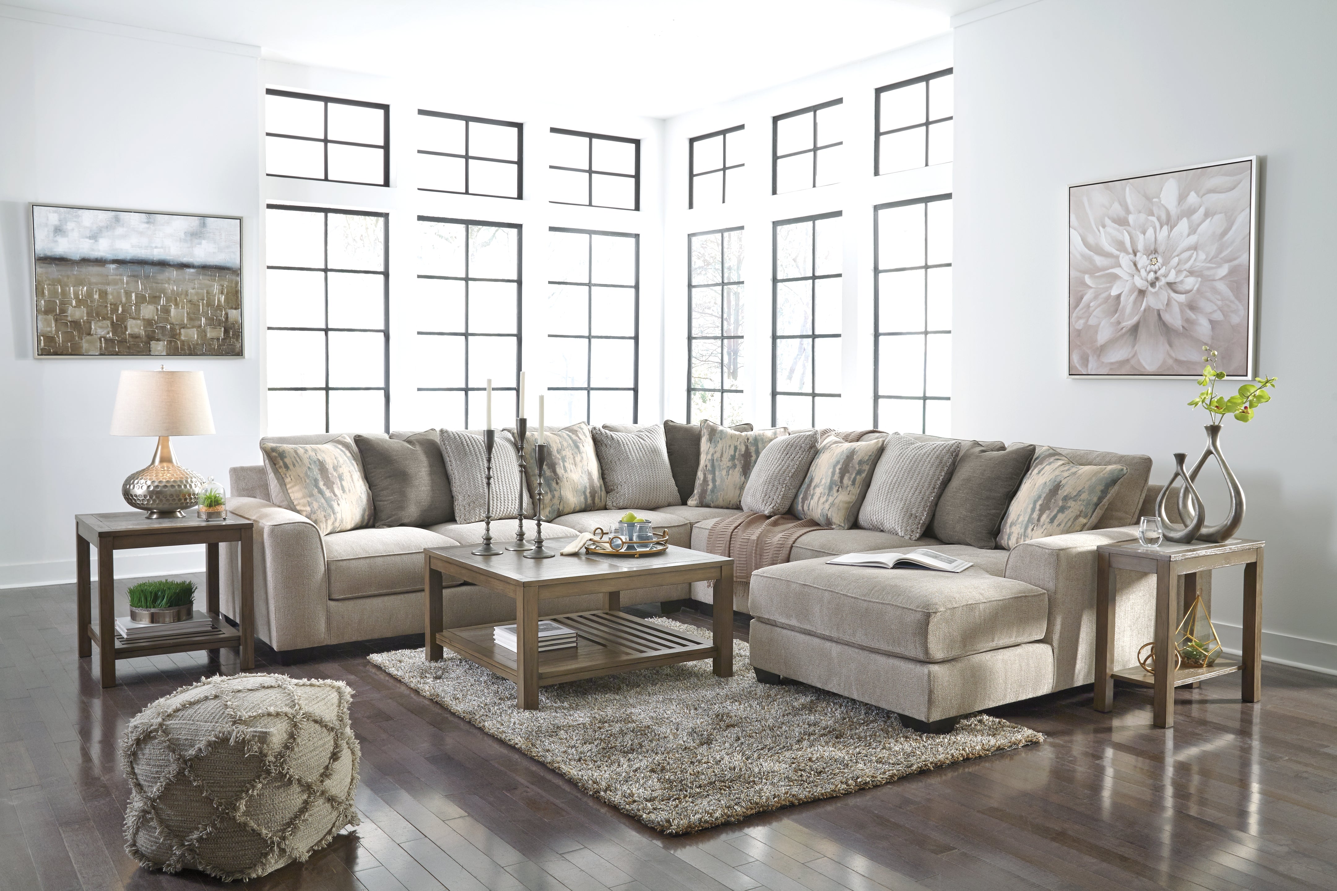 Furniture City Laplace - Ashley Furniture - Ardsley Sectionals - LAF 4-Piece Sectional with Chaise / Pewter - 39504S2