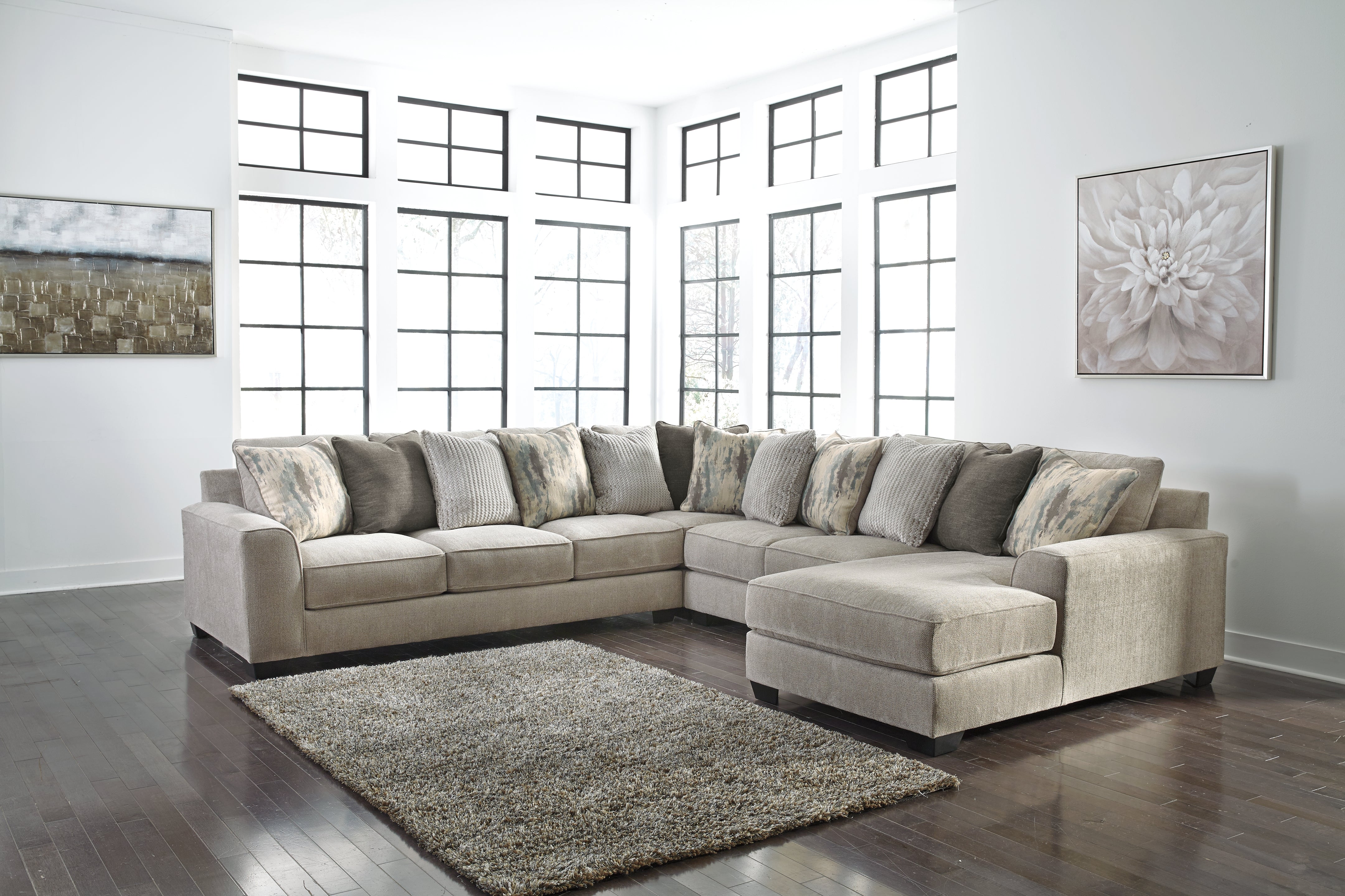 Furniture City Laplace - Ashley Furniture - Ardsley Sectionals - LAF 4-Piece Sectional with Chaise / Pewter - 39504S2
