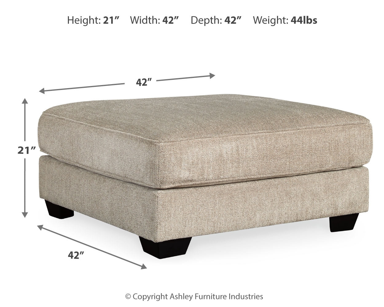 Furniture City Laplace - Ashley Furniture - ArdsleyLiving Room - Oversized Accent Ottoman / Pewter - 3950408