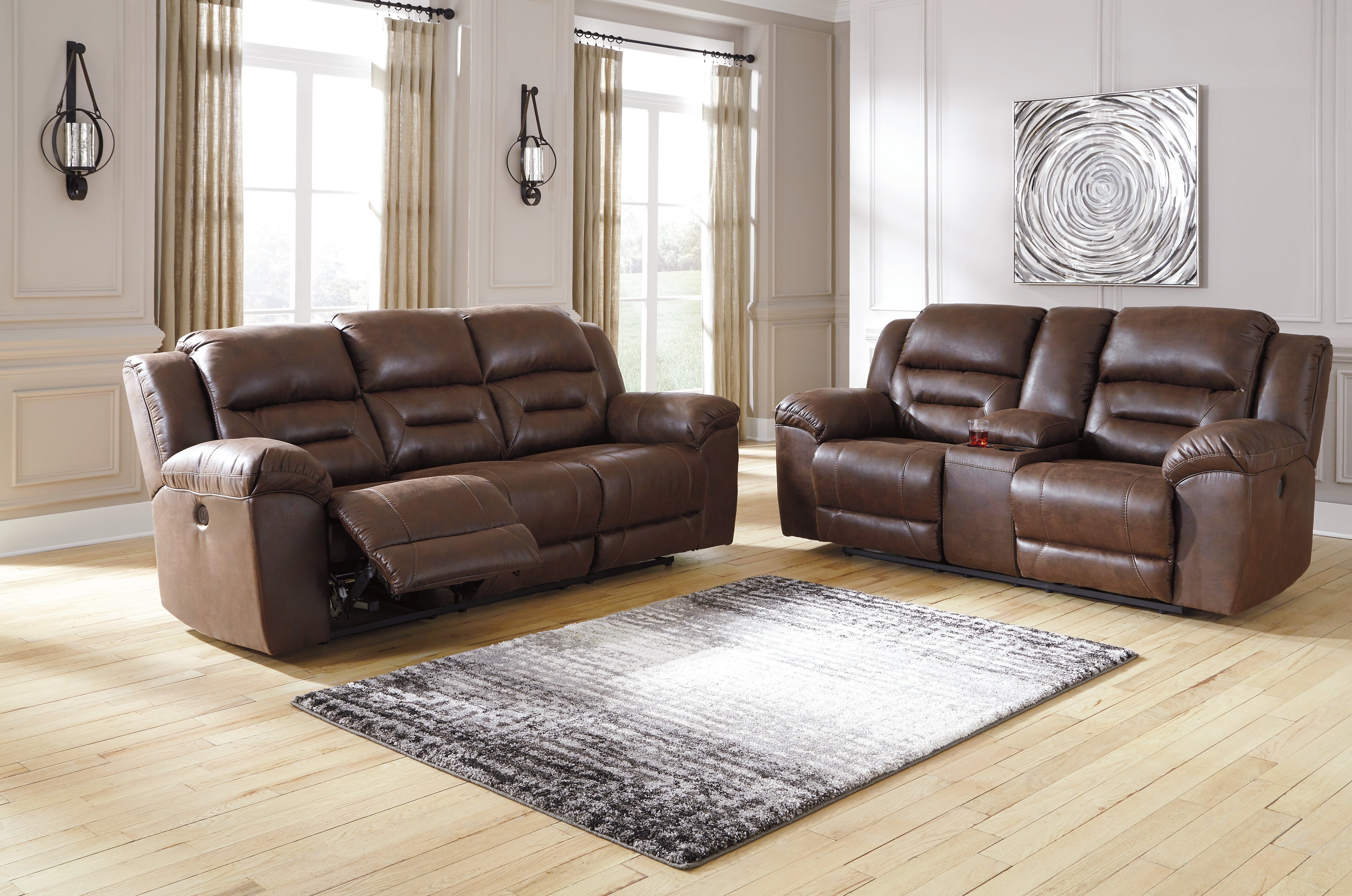 Furniture City Laplace - Ashley Furniture - StonelandLiving Room - DBL Rec Loveseat w/Console / Chocolate - 3990494