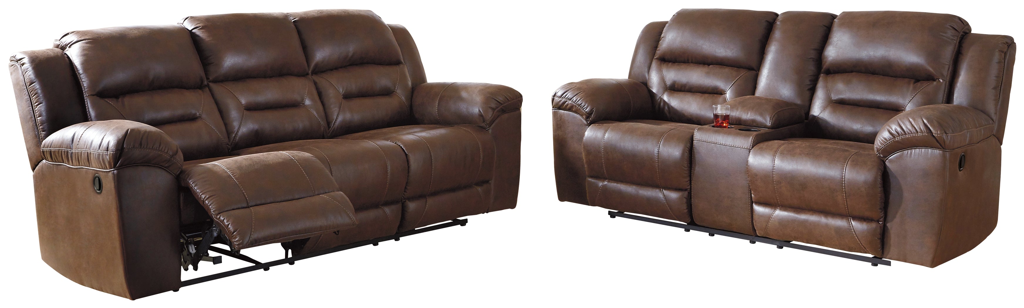 Furniture City Laplace - Ashley Furniture - Stoneland Reclining Sofa and Loveseat - Reclining Sofa and Loveseat / Chocolate - 39904U1