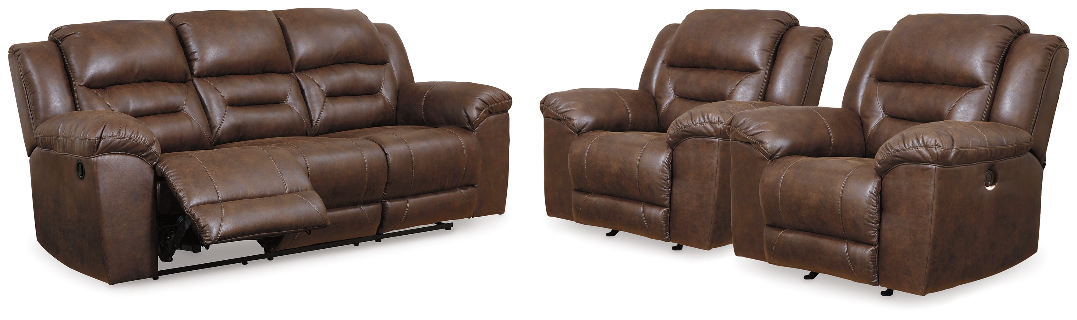 Furniture City Laplace - Ashley Furniture - Stoneland Reclining Sofa and 2 Power Recliners - Reclining Sofa and 2 Power Recliners - 39904U6