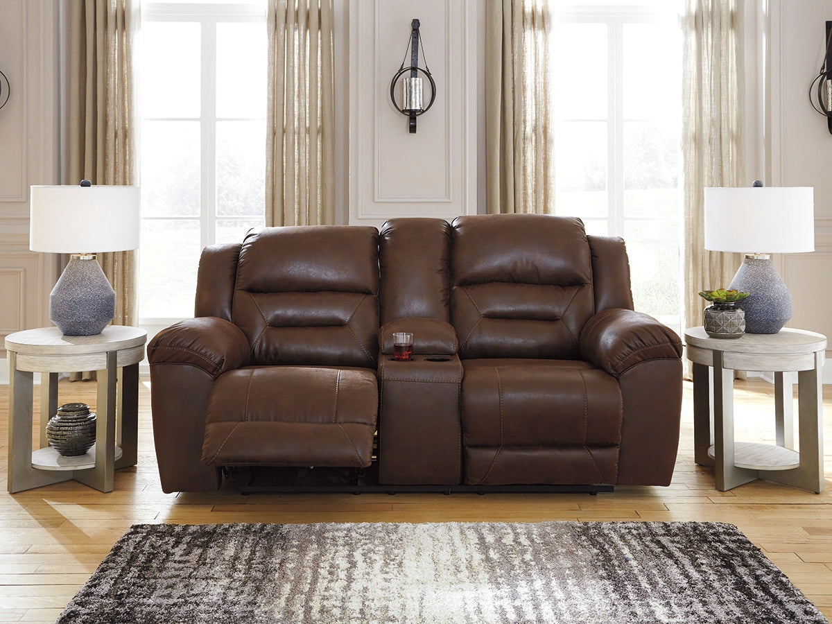 Furniture City Laplace - Ashley Furniture - StonelandLiving Room - DBL Rec Loveseat w/Console / Chocolate - 3990494
