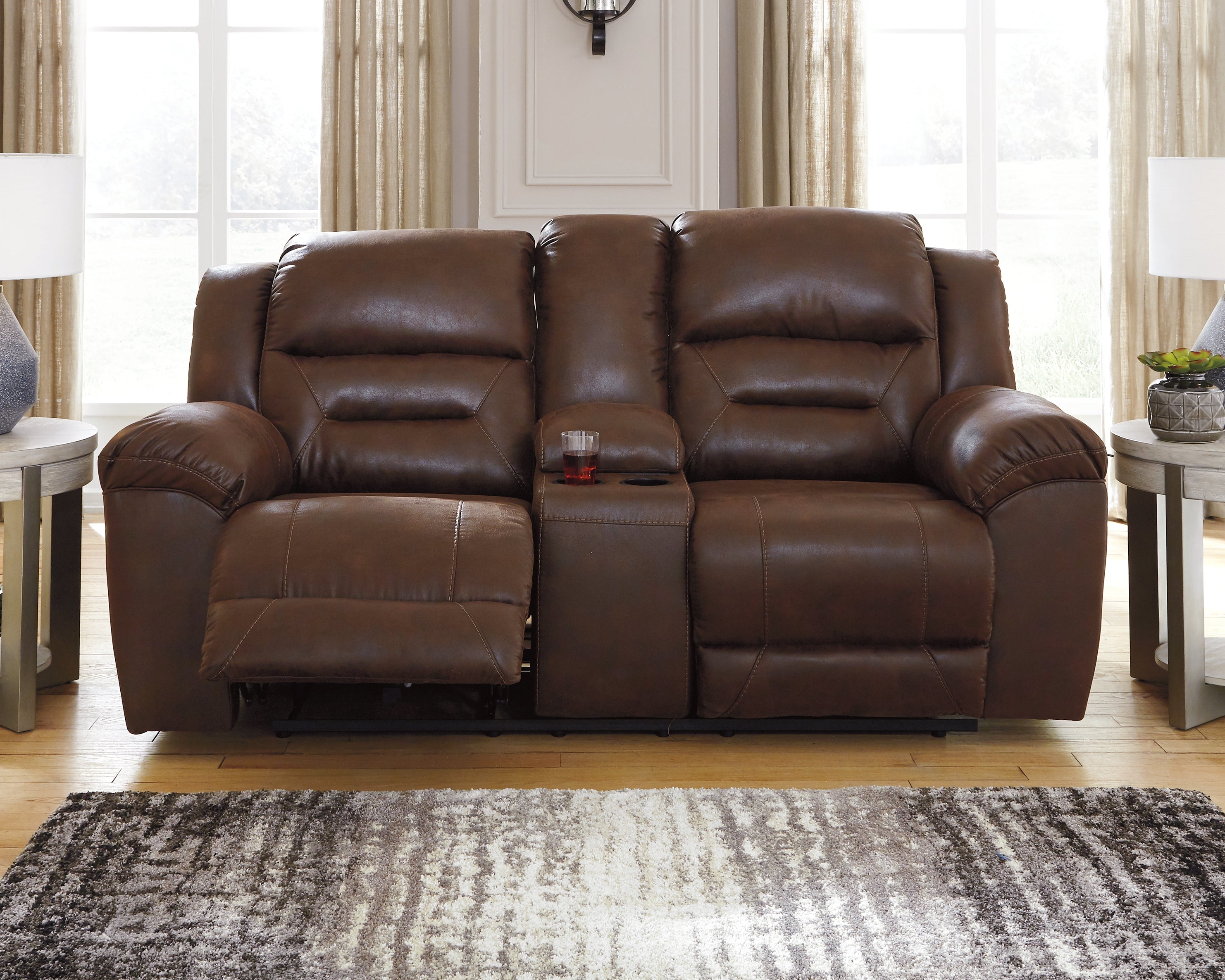 Furniture City Laplace - Ashley Furniture - Stoneland Reclining Loveseat with Console - DBL Rec Loveseat w/Console - 3990494