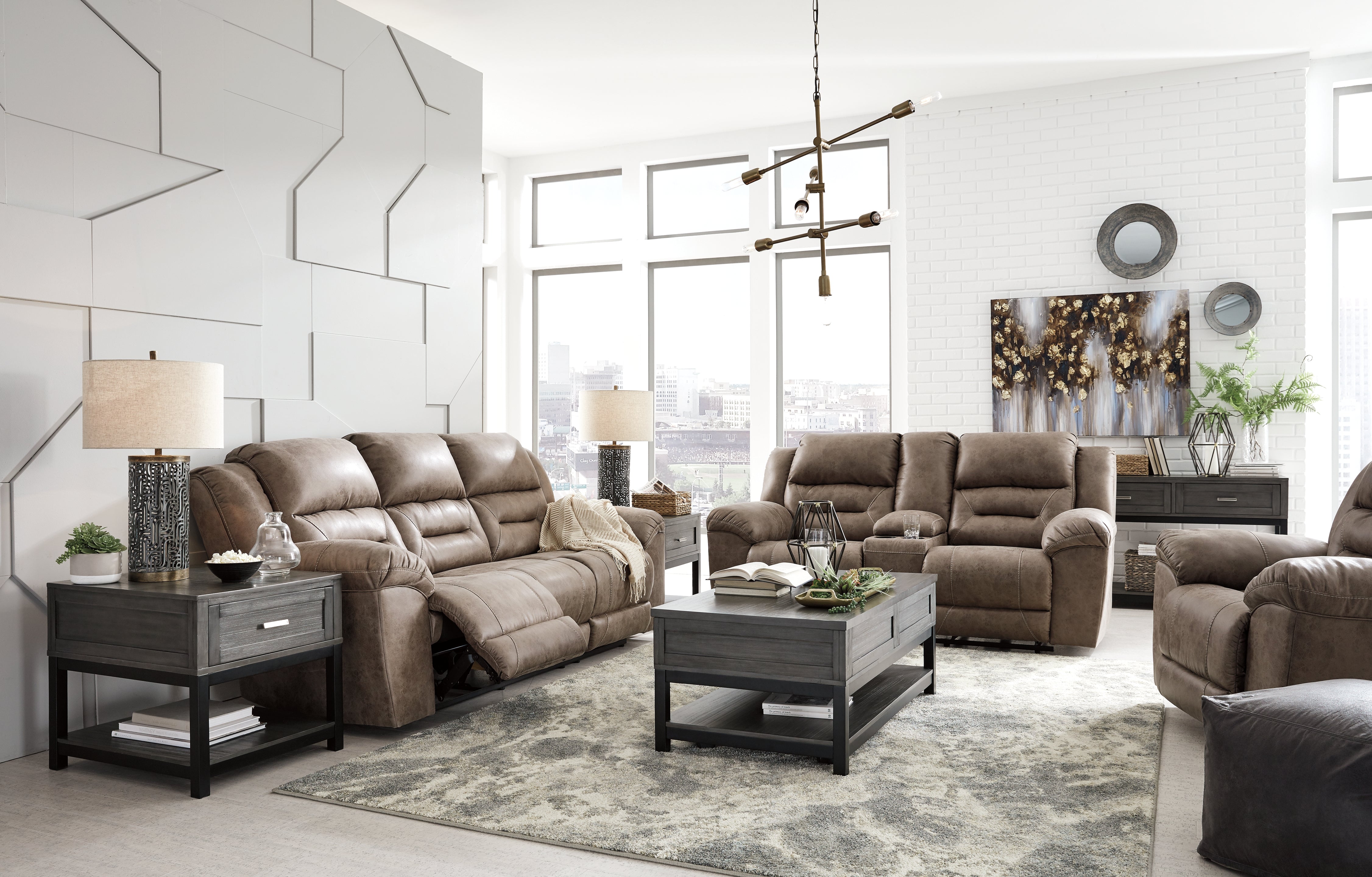 Furniture City Laplace - Ashley Furniture - StonelandLiving Room - Reclining Power Sofa / Fossil - 3990587