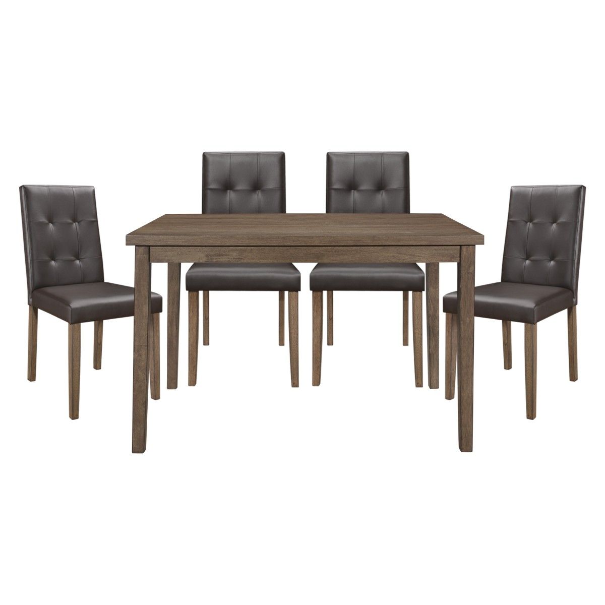 Ahmet - 5 Piece Dining Room Set (Table & 4 Side Chairs) - Walnut / Black