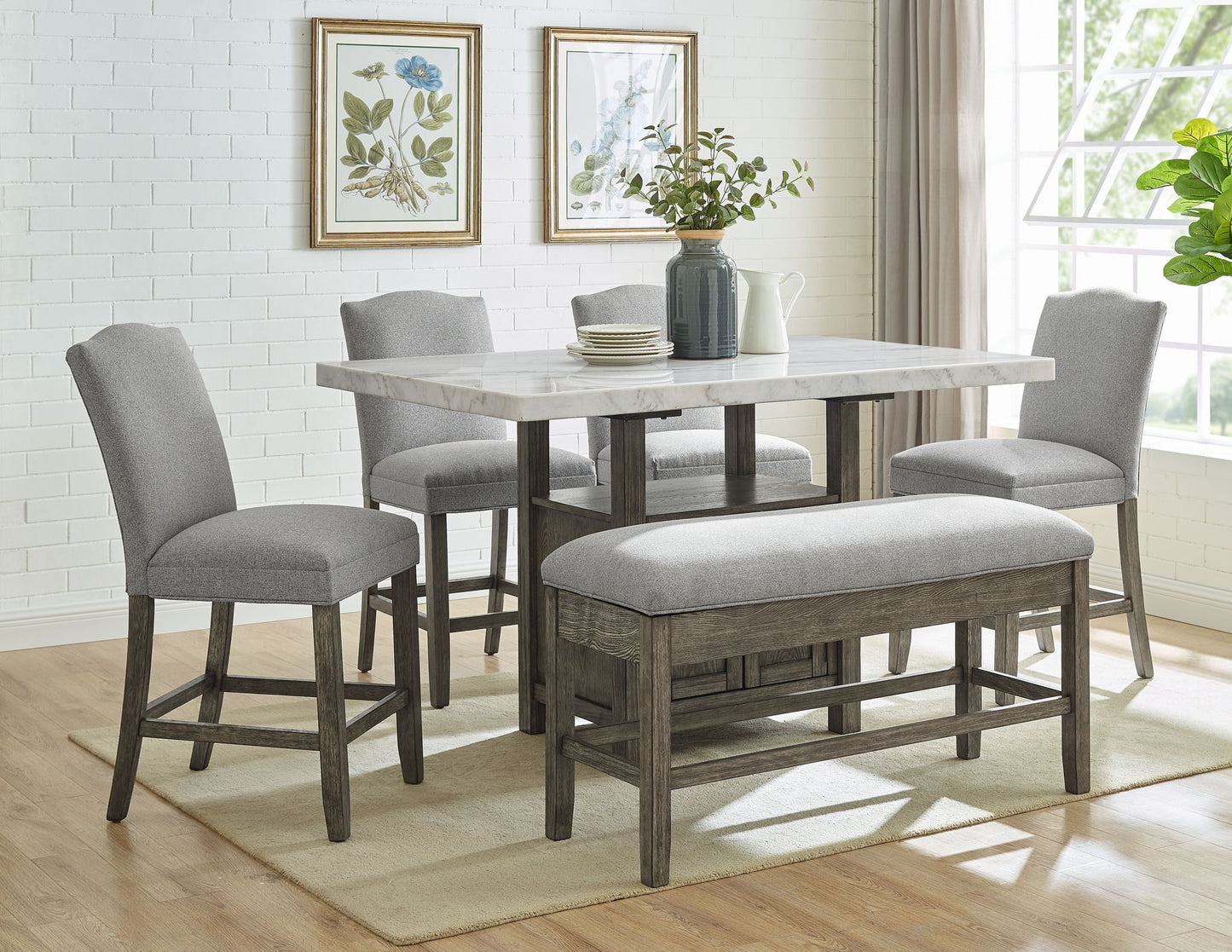 Grayson - Counter Height Set With White Top Table