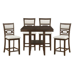 Hutchinson - 5 Piece Counter Height Set - Dark Brown / Beige