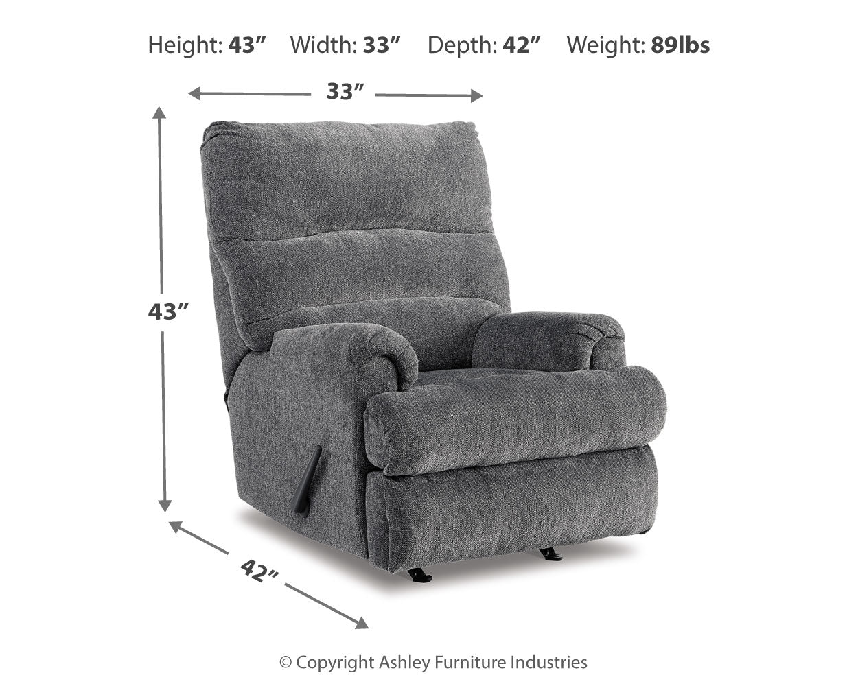 Furniture City Laplace - Ashley Furniture - Man FortLiving Room - Rocker Recliner / Graphite - 4660525