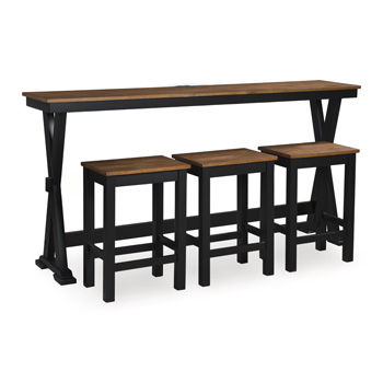 Wildenauer - Rectangular Dining Room Counter Table Set (Set of 4) - Brown / Black