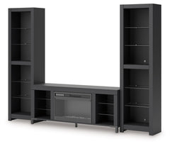 Cayberry - 3-Piece Entertainment Center With Electric Fireplace - Black