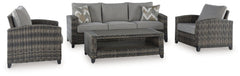 Oasis Court - Sofa, Chairs, Table Set (Set of 4) - Gray