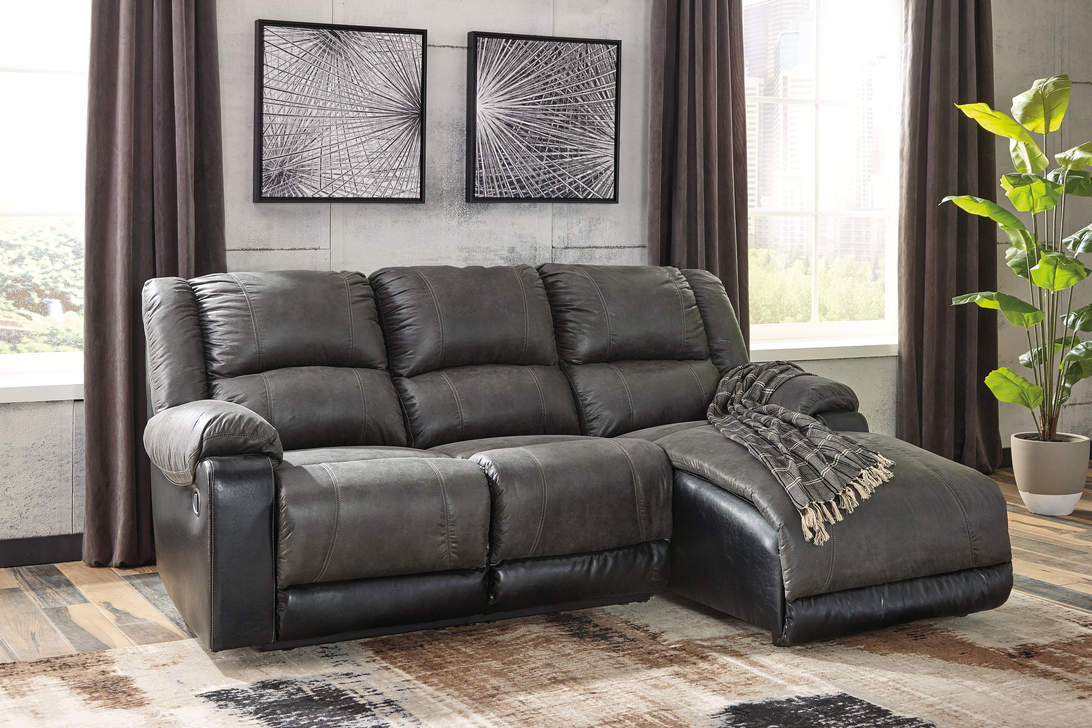 Furniture City Laplace - Ashley Furniture - Nantahala 3-Piece Reclining Sectional with Chaise - 3-Piece Reclining Sectional with Chaise - 50301S9