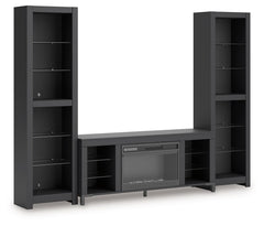 Cayberry - 3-Piece Entertainment Center With Electric Fireplace - Black