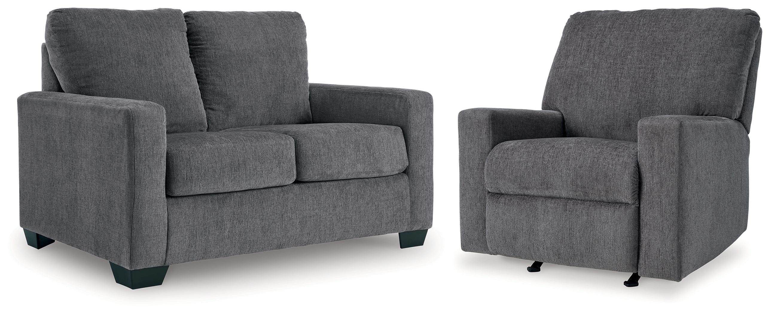 Furniture City Laplace - Ashley Furniture - Rannis Twin Sofa Sleeper and Recliner - Twin Sofa Sleeper and Recliner / Pewter - 53602U2