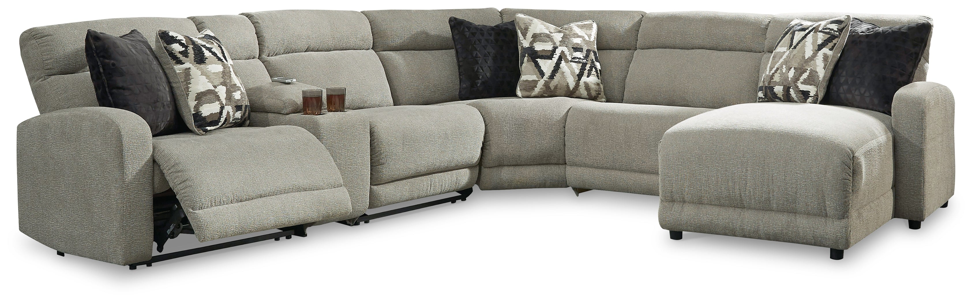 Furniture City Laplace - Ashley Furniture - Colleyville Sectionals - 6-Piece Power Reclining Sectional with Chaise / Stone - 54405S12