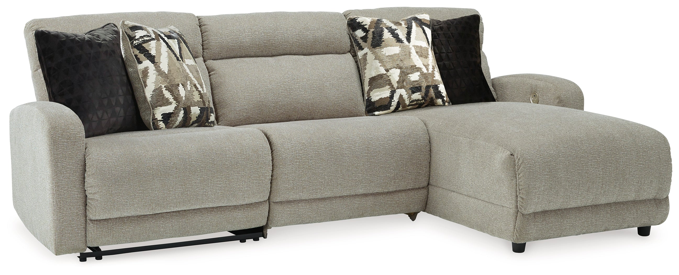 Furniture City Laplace - Ashley Furniture - Colleyville Sectionals - 3-Piece Power Reclining Sectional with Chaise / Stone - 54405S4