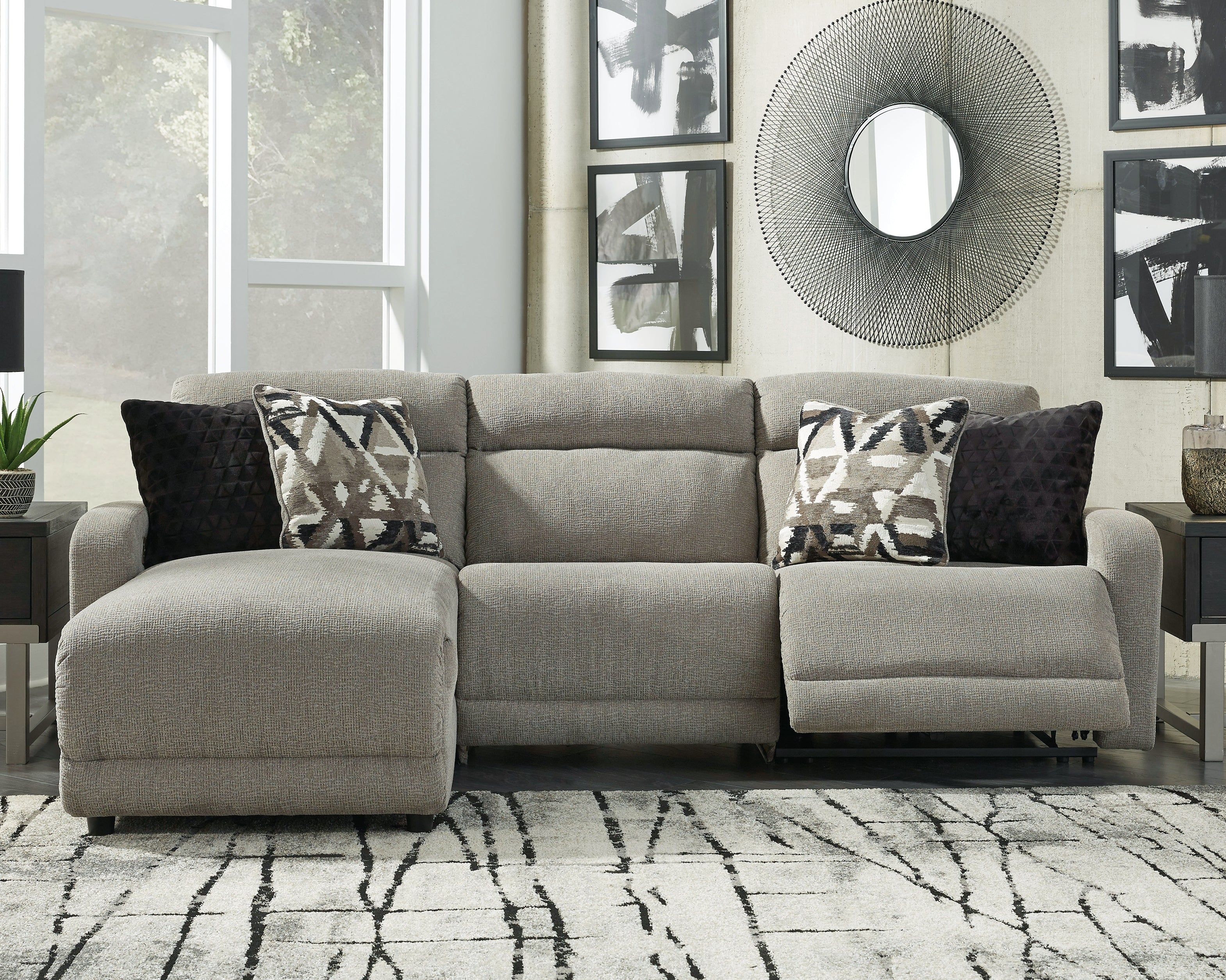 Furniture City Laplace - Ashley Furniture - Colleyville Sectionals - 3-Piece Power Reclining Sectional with Chaise / Stone - 54405S4