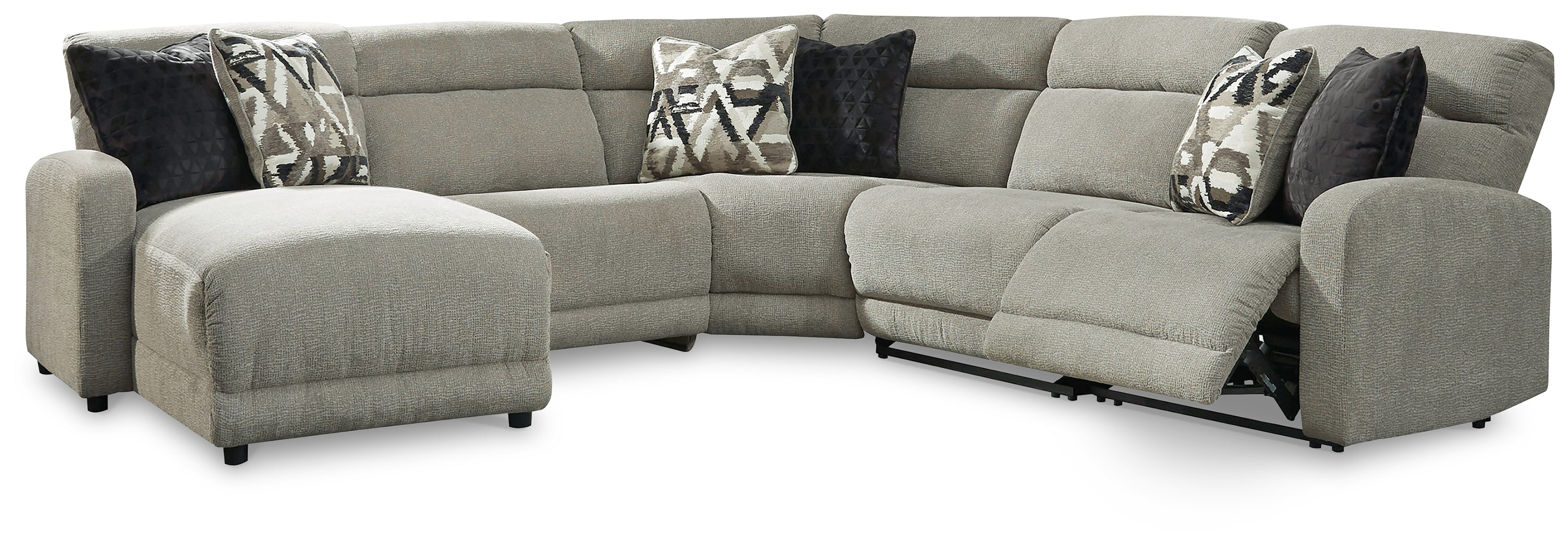 Furniture City Laplace - Ashley Furniture - Colleyville Sectionals - 5-Piece Power Reclining Sectional with Chaise / Stone - 54405S11