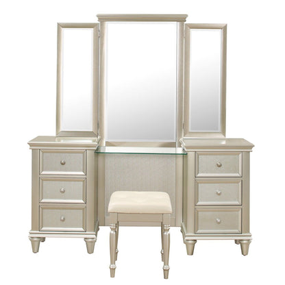 Celandine - Vanity Dresser With Mirror - Gold / Silver / Champagne