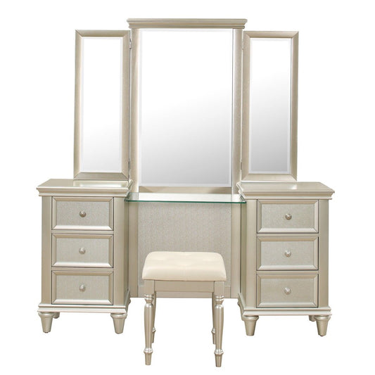Celandine - Vanity Dresser With Mirror - Gold / Silver / Champagne