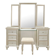 Celandine - Vanity Dresser With Mirror - Gold / Silver / Champagne