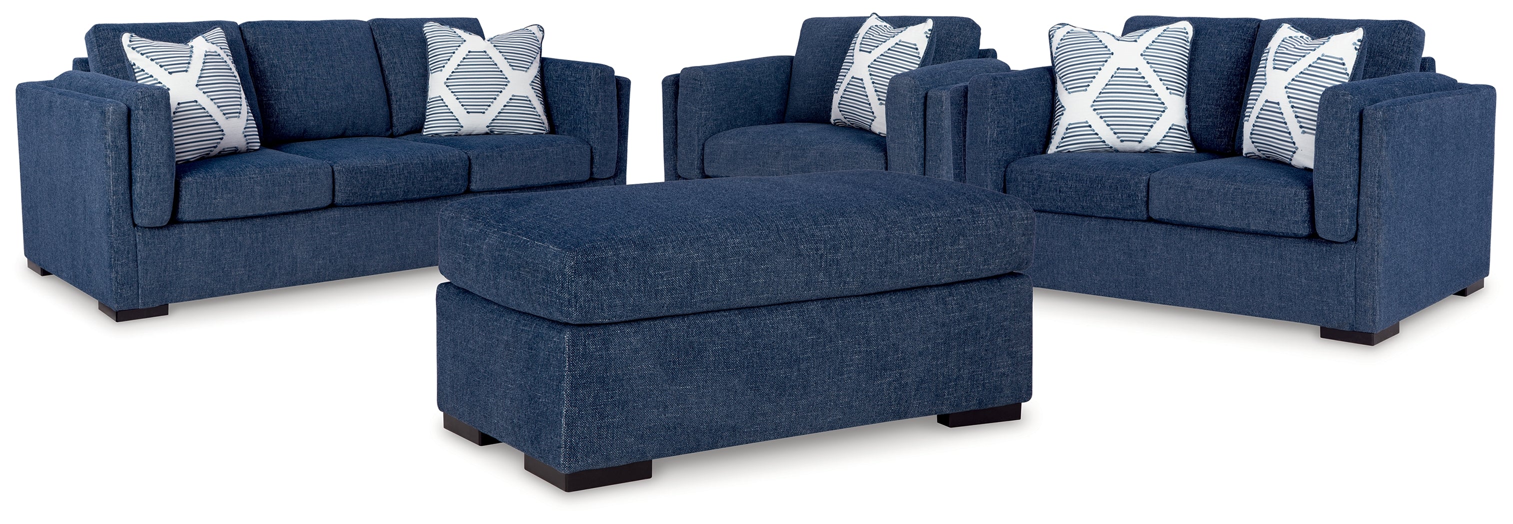 Furniture City Laplace - Ashley Furniture - Evansley Sofa, Loveseat, Oversized Chair and Ottoman - Sofa, Loveseat, Oversized Chair and Ottoman / Navy - 54502U3
