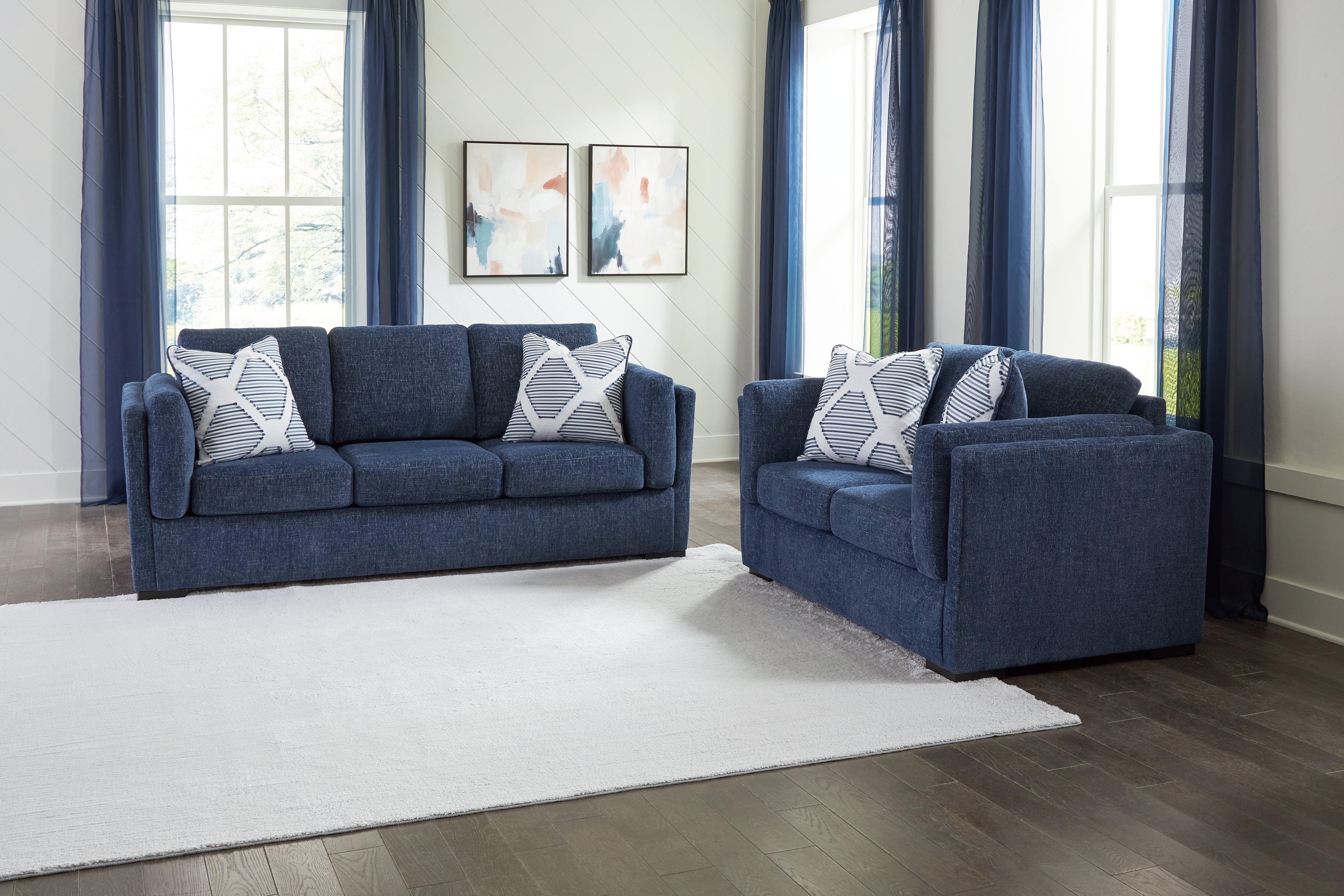 Furniture City Laplace - Ashley Furniture - Evansley Sofa and Loveseat - Sofa and Loveseat / Navy - 54502U2