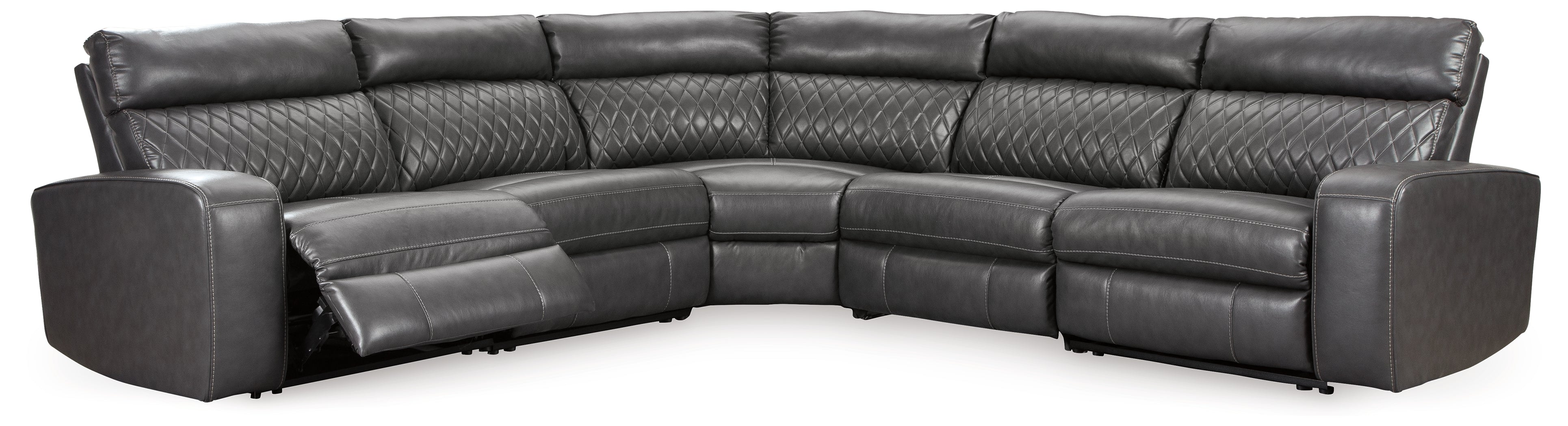 Furniture City Laplace - Ashley Furniture - Samperstone Sectionals - 5-Piece Power Reclining Sectional / Gray - 55203S1
