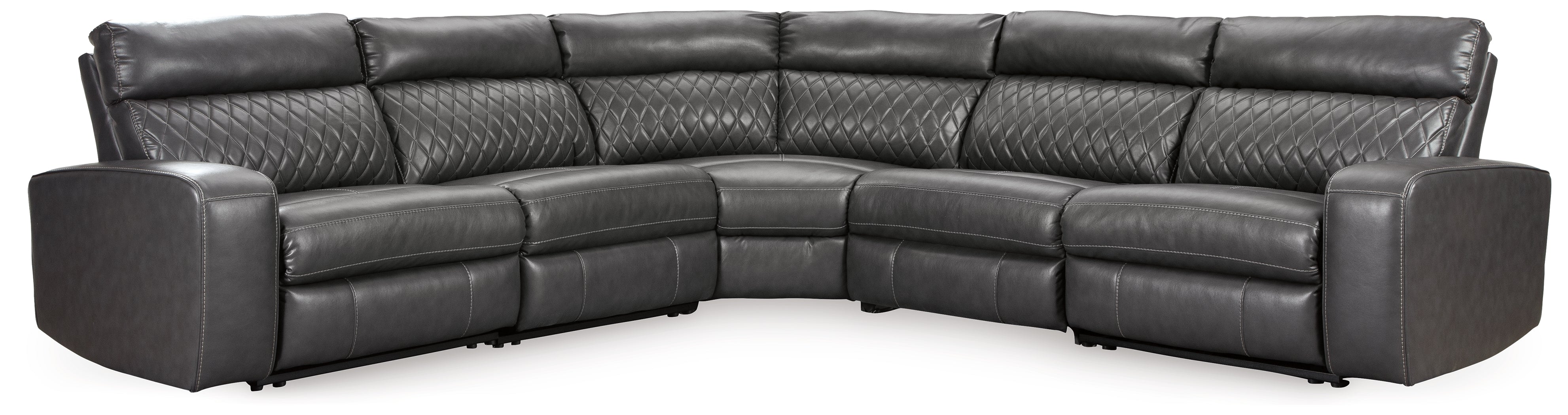 Furniture City Laplace - Ashley Furniture - Samperstone Sectionals - 5-Piece Power Reclining Sectional / Gray - 55203S1