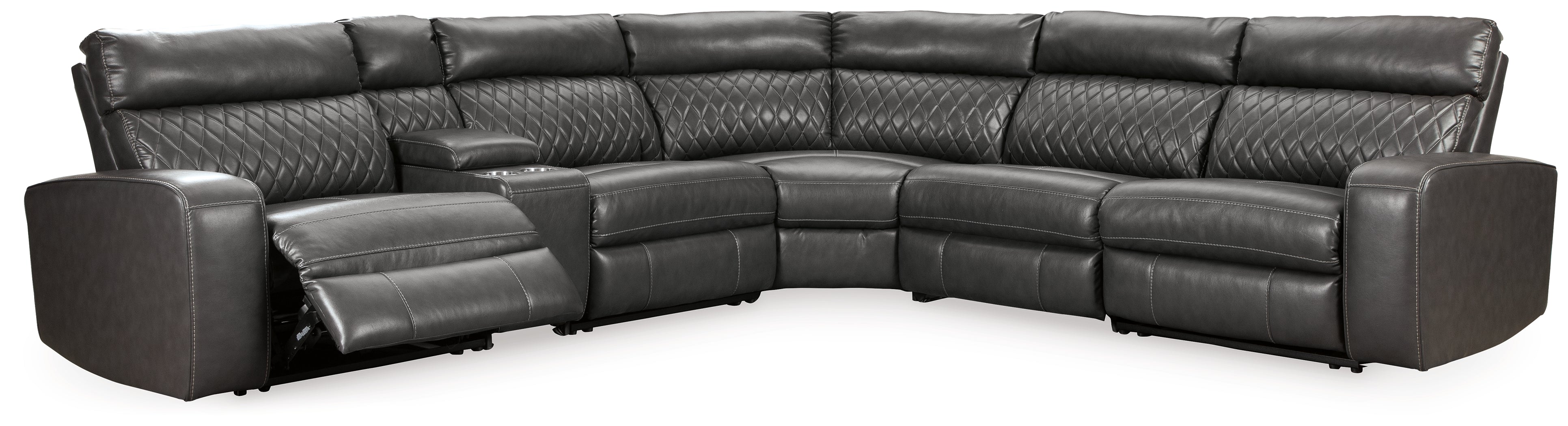 Furniture City Laplace - Ashley Furniture - Samperstone Sectionals - 6-Piece Power Reclining Sectional / Gray - 55203S2