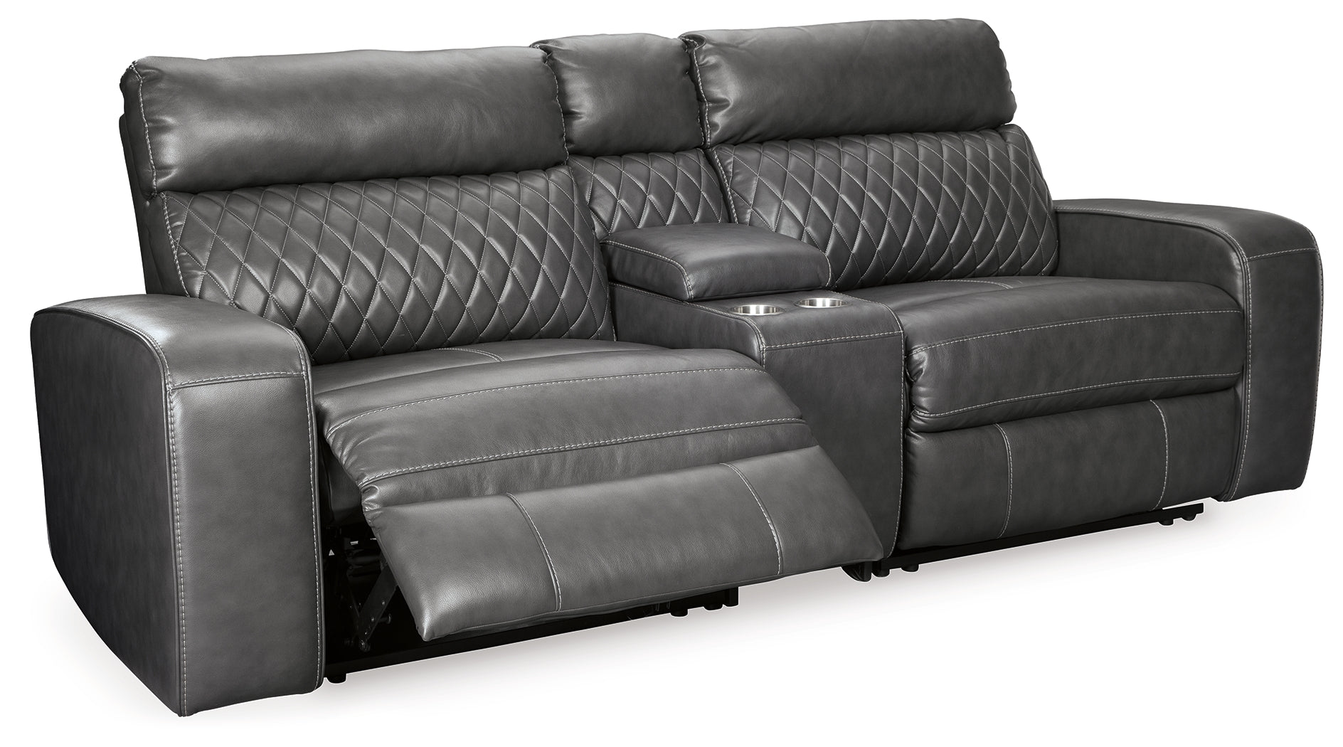 Furniture City Laplace - Ashley Furniture - Samperstone Sectionals - 3-Piece Power Reclining Sectional Sofa / Gray - 55203S4