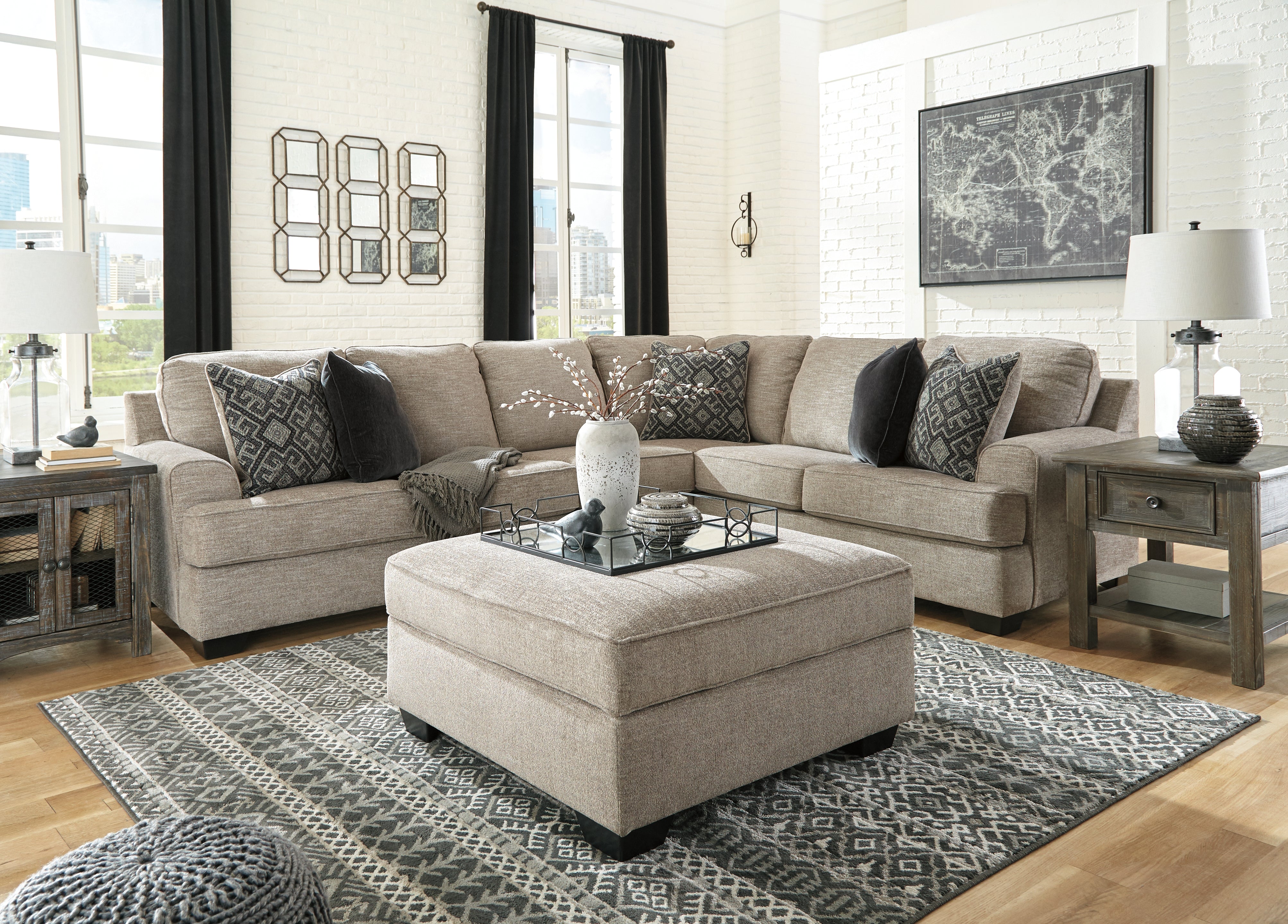 Furniture City Laplace - Ashley Furniture - Bovarian Sectionals - RAF 3-Piece Sectional / Stone - 56103S2
