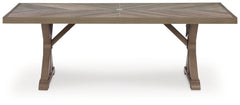 Laguna Heights - Rectangular Dining Table With Umbrella Option - Beige