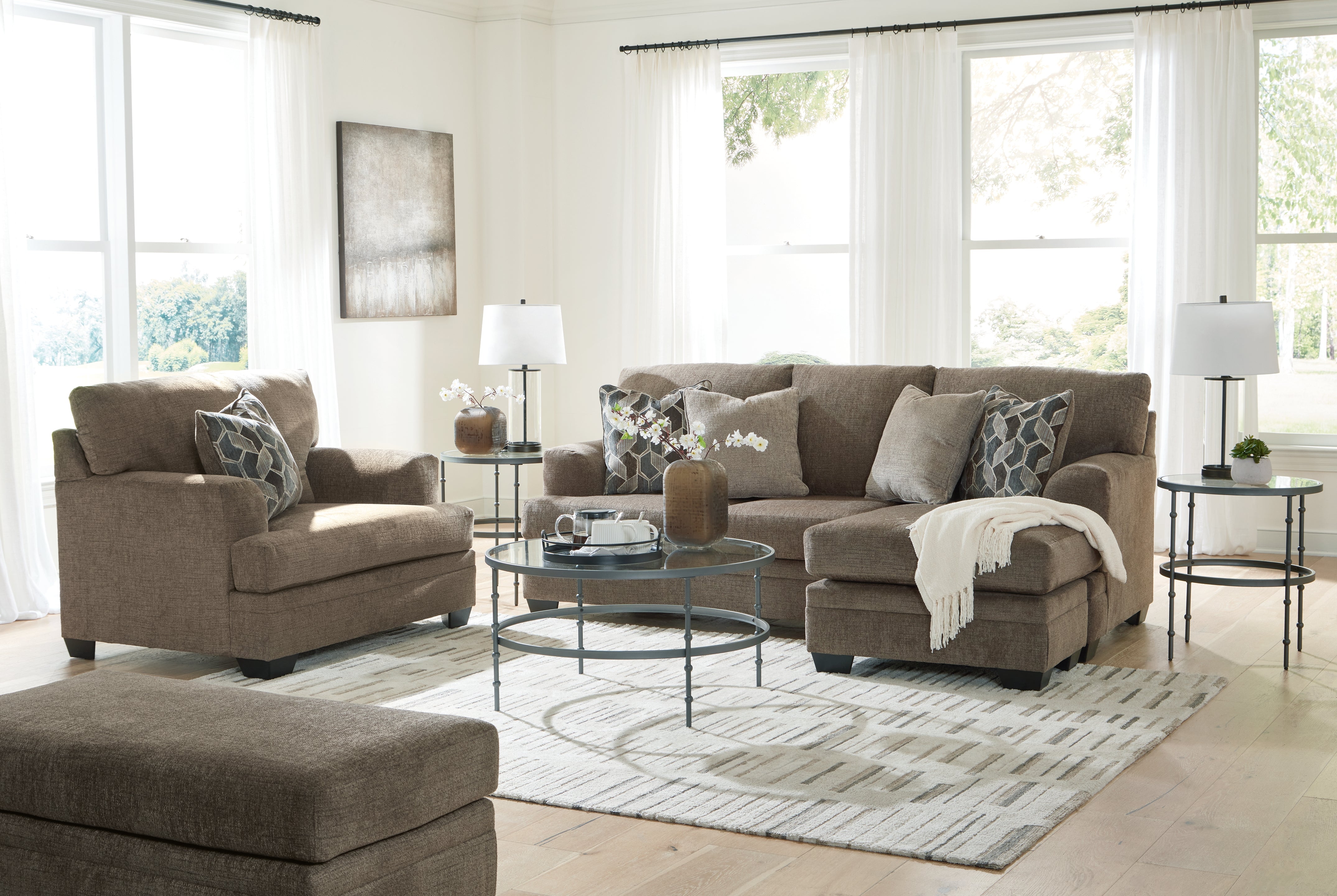 Furniture City Laplace - Ashley Furniture - Stonemeade Sofa Chaise, Oversized Chair, and Ottoman - Sofa Chaise, Oversized Chair and Ottoman / Nutmeg - 59505U3