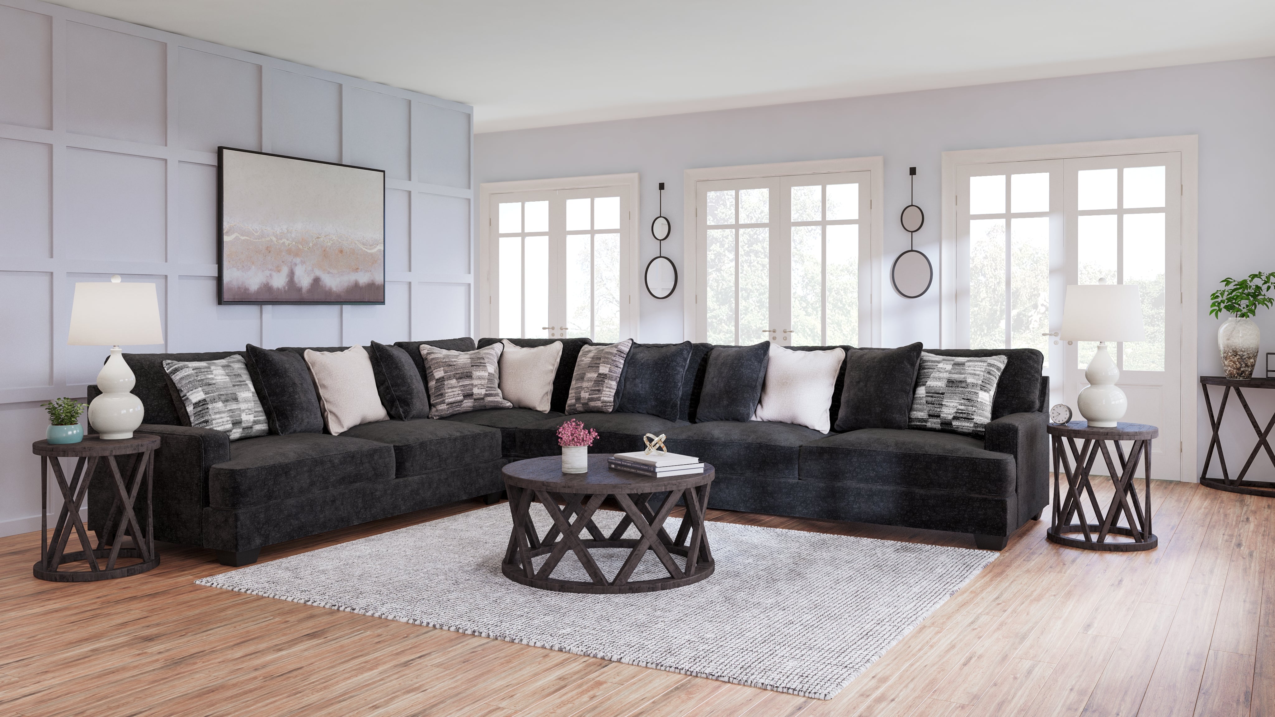 Furniture City Laplace - Ashley Furniture - Lavernett Sectionals - LAF 3-Piece Sectional / Charcoal - 59603S1