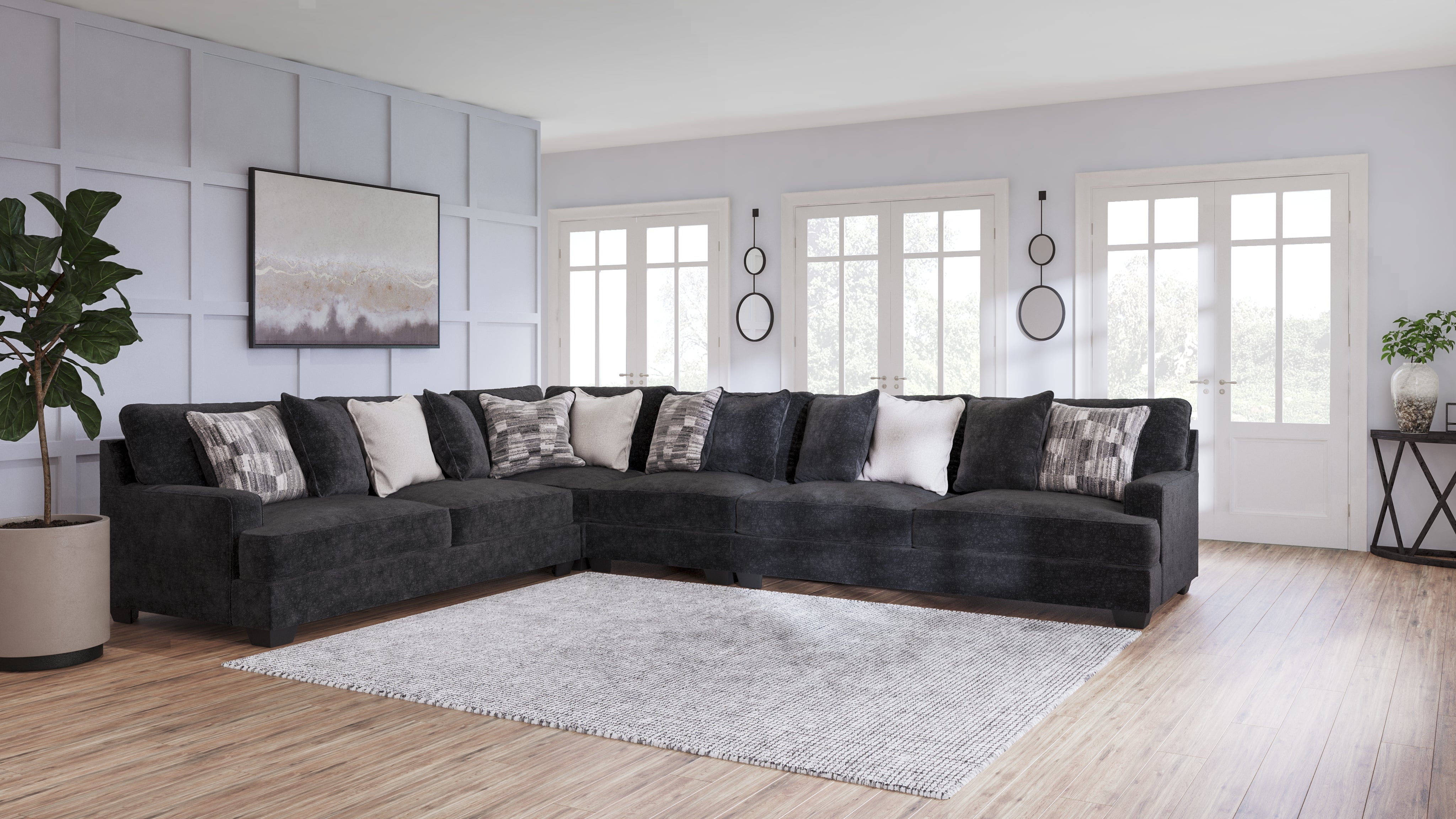 Furniture City Laplace - Ashley Furniture - Lavernett Sectionals - LAF 4-Piece Sectional / Charcoal - 59603S2