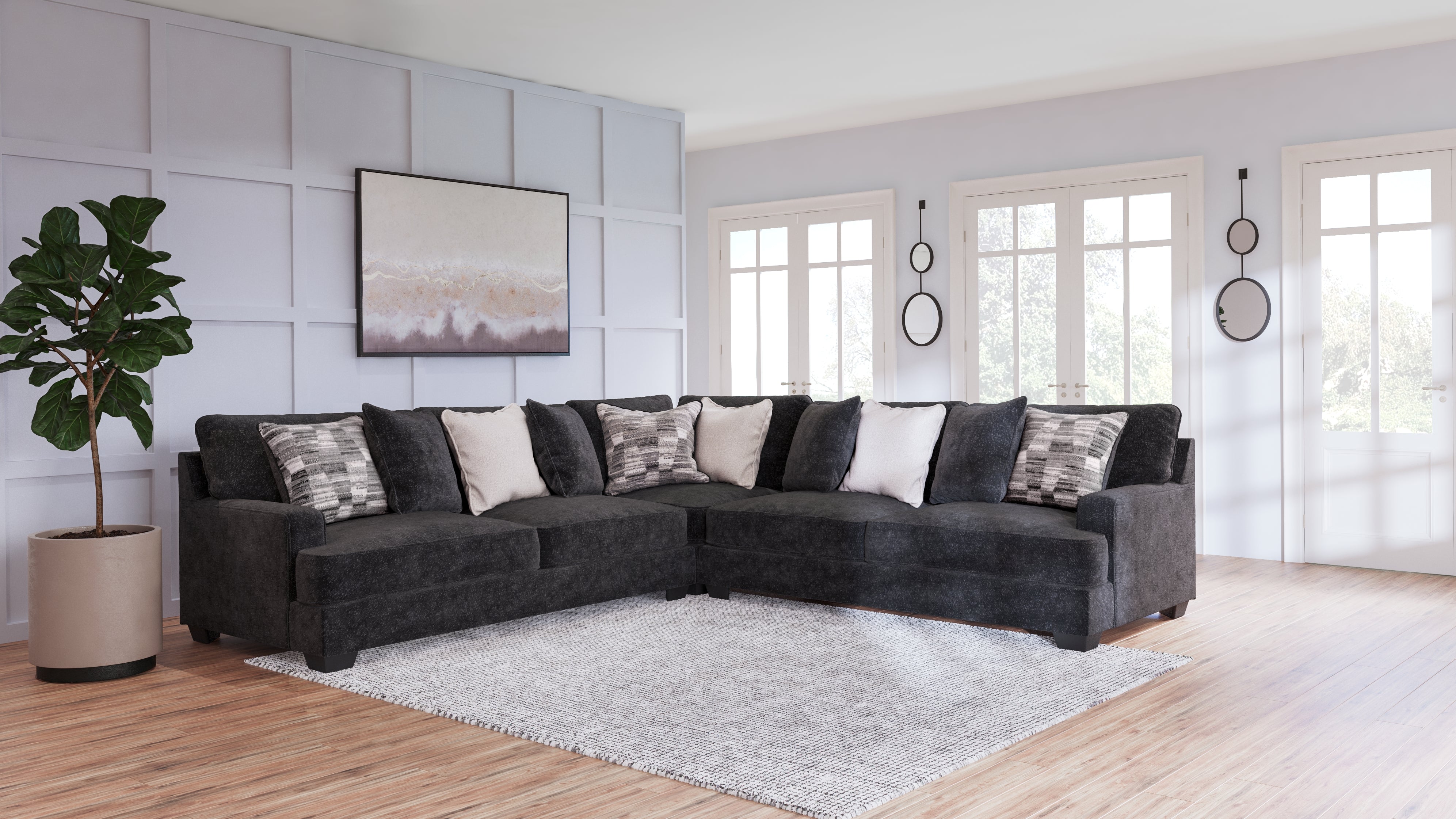 Furniture City Laplace - Ashley Furniture - Lavernett Sectionals - LAF 3-Piece Sectional / Charcoal - 59603S1